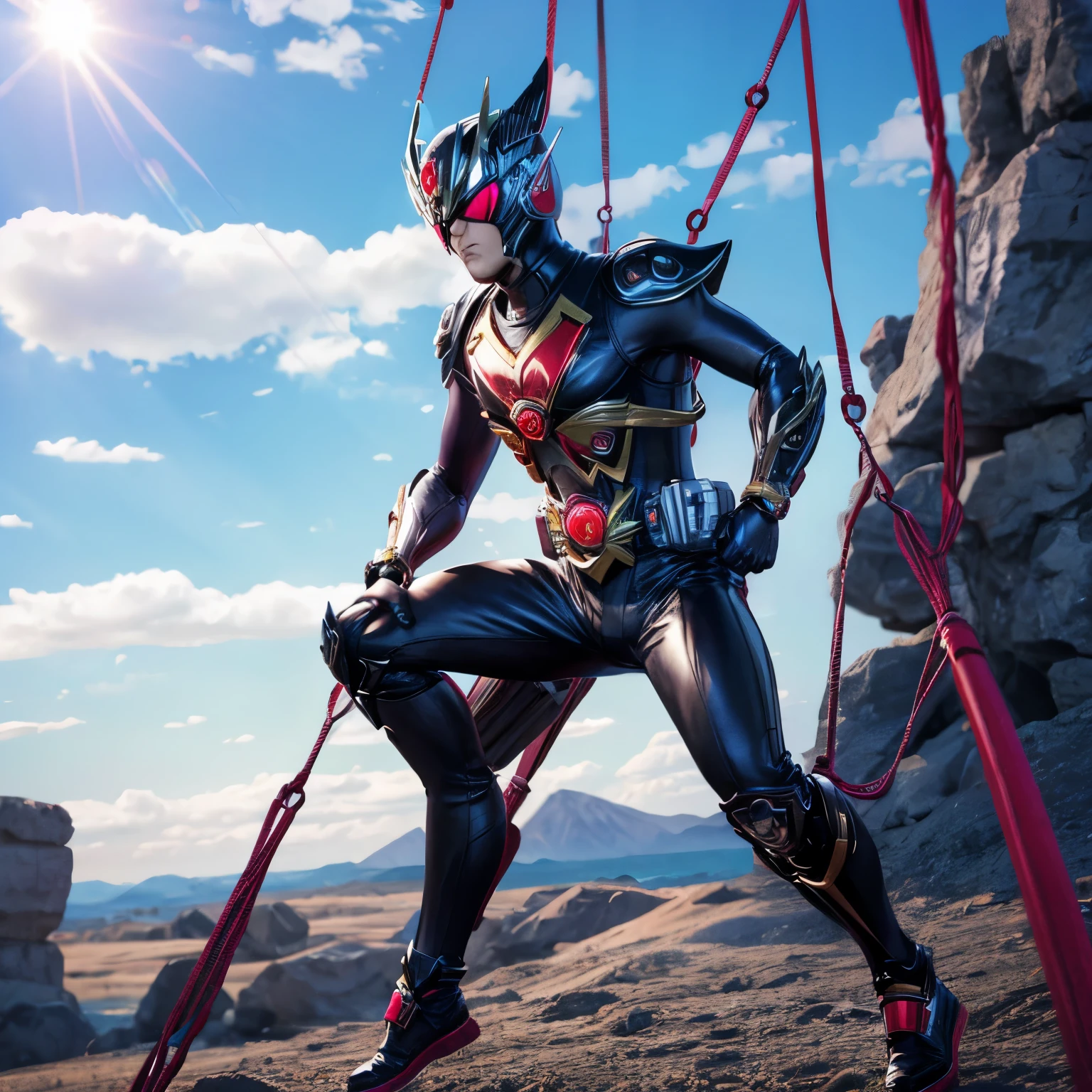 Kamen Rider Kuuga
 playing on a swing with full body