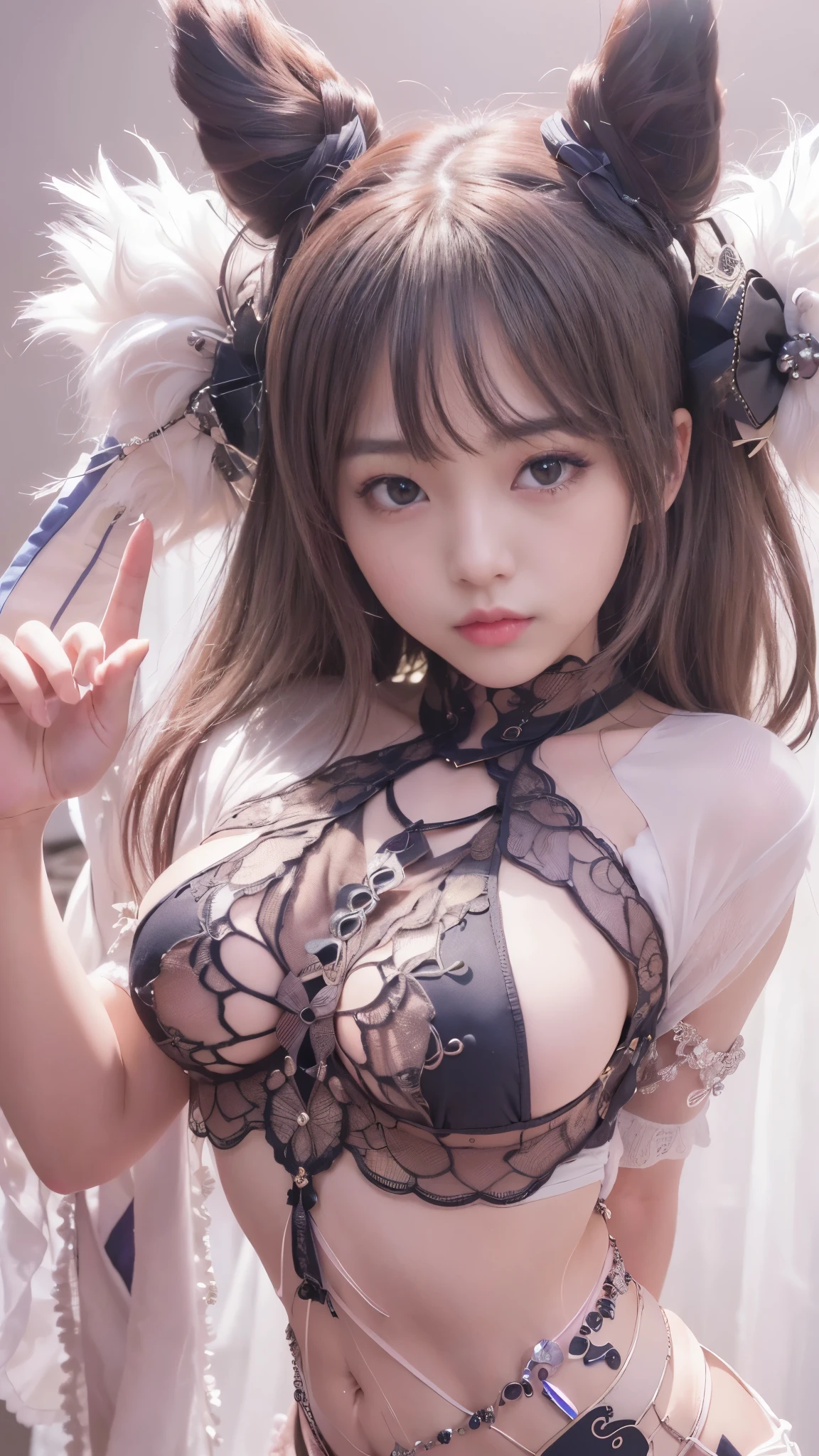 ((A large chest is visible in front of the viewer:1.3)), ((highest quality, 8K, masterpiece)), ((Korean, Japanese Idols, Awesome girl, beautiful girl, Baby Face:1.2)), whole body, (Smooth and beautiful skin), Slender body, ((Flushed cheeks:1.2)), , delicate, (high nose), (Moisturizing lips), (Beautiful :1.3), (Fascinating Cleavag(Slim thighs), (Small beautiful butt:1.3), (Gazt the viewer with seductive eyes:1.3), (A face with attention to detail:1.2), (Perfect Anatomy:1.6), (Detailed hands:1.3), (Little girl's s.4), (((Ultra-high precision)))