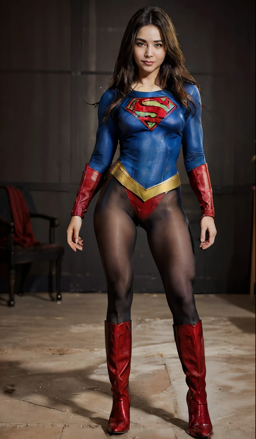 No background、(((Beautiful legs in black tights.)))、(((Legally express the beauty of your smile)))、((((Make the most of your original images)))、(((Supergirl Costume)))、(((Beautiful Hair)))、(((suffering)))、(((Please wear black tights....、Wear red boots)))、((Best image quality、8k))、((highest quality、8k、masterpiece:1.3))、(((Preserve background )))、Sharp focus:1.2、Beautiful woman with perfect figure:1.4、Slim Abs:1.2、Wet body:1.5、Highly detailed face and skin texture、8k
