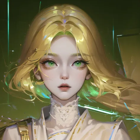 (((absurd))), (((best quality))), portrait, the art of math, (popular on artstation), ((1 girl)), ((green shiny eyes)), star eye...