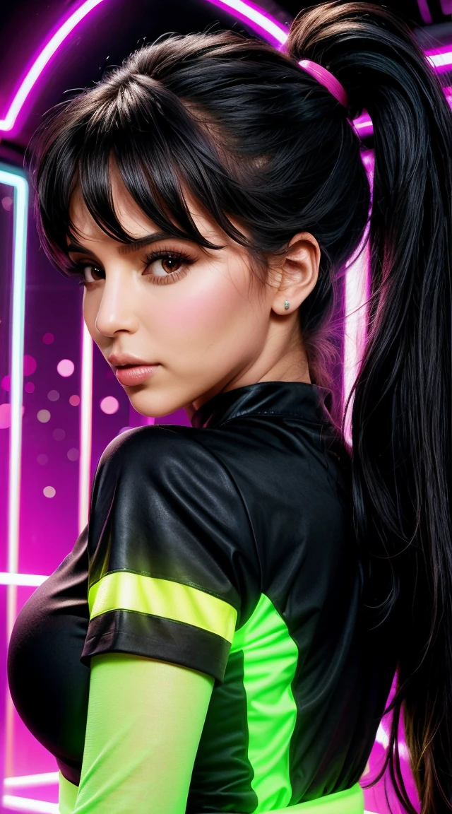 Cute cute vector | Vector Kim Kardashian for design, neon lights background
