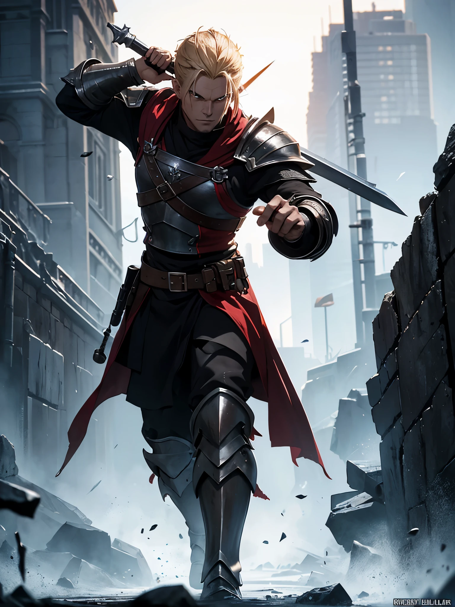 Evil simple soldier, male, npc, fantasy, medieval, detailed, cineatic lights, hd, ultra hd , lights particles