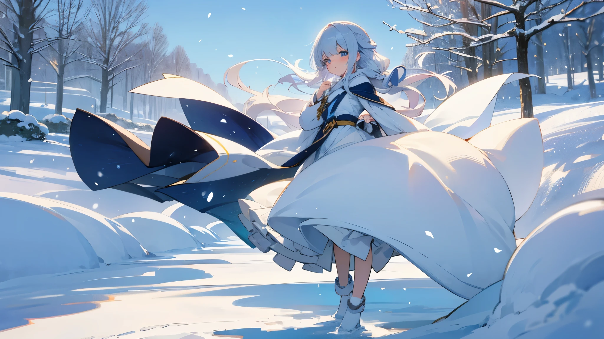 snow、Hokkaido、snowが降る、Beautiful scenery、One Woman、High school girls、uniform、Beautiful eyes、cute、snowだるま、Wind、Beautiful feet、Fluffy clothes