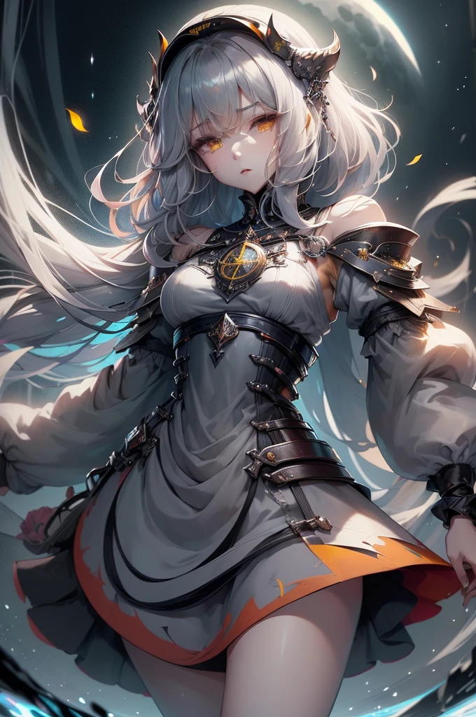 (Science fiction fantasy), (obra maestra), (Professional oil painting) (mejor calidad), (8K resolution), (1 hermosa chica), ((pale gray skin)), (piel gris hierro), ((ropa vaquera)),(chaqueta roja)), ((camiseta negra debajo), ((pintalabios rojo)), ((zapatillas negras)), (arte conceptual), (pelo largo), (pelo despeinado), (pelo blanco), (pelo gris hierro), ((luz de luna de la noche)), (sentado pensando))
