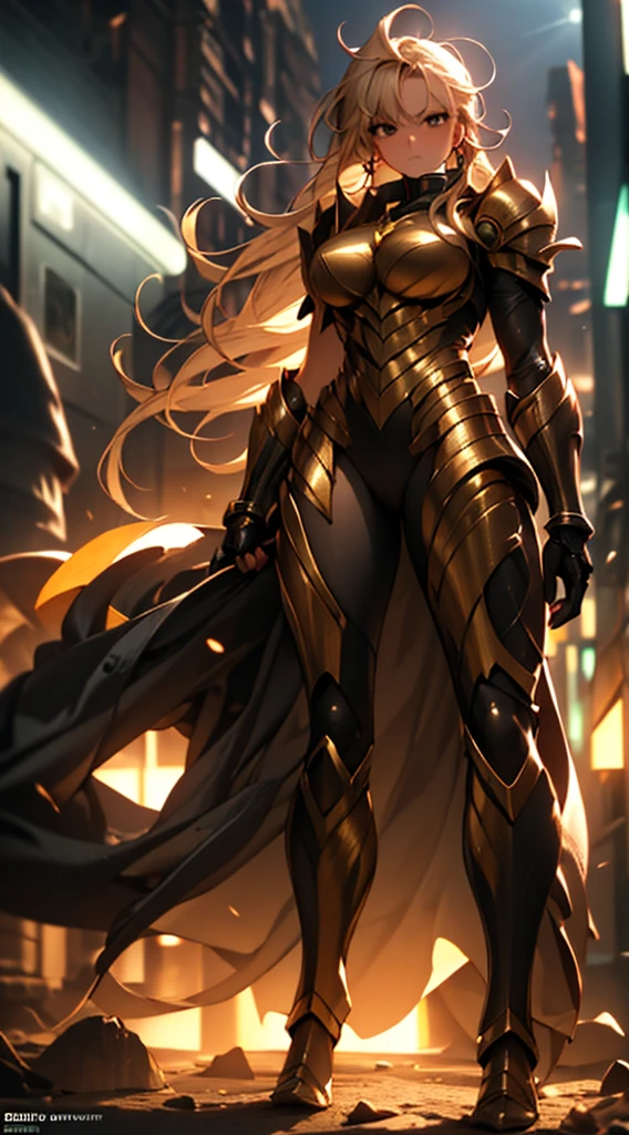 Ultra-high saturation, (tmasterpiece), full body photo, (best quality), (1girll), starry background, wearing shiny gold armor, cool pose, Saint Seiya armor, messy hair, high detail, anime style, lighting cinematic, brightness, divine light, Ray traching, filmgrain, hyper HD, super detail, anatomically correct,
high resolution, ultra-
high saturation, high contrast, high gloss armor, serious expressions, dark room,