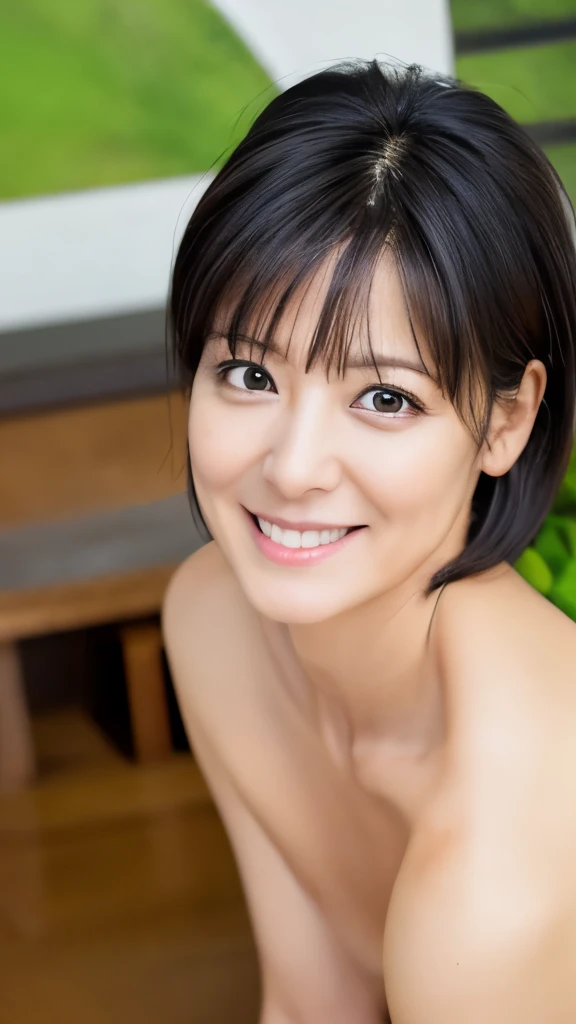 (((open anus))), high quality, realistic photo image, 45 years old, Japan woman, neat and clean wife, housewife, natural and realistic eyes, beautiful black hair, light makeup, beautiful lighting, golden ratio composition, smile, nude, indoors, blurred background, realistic photo image, Japan woman, pure Japan face, beautiful wife,