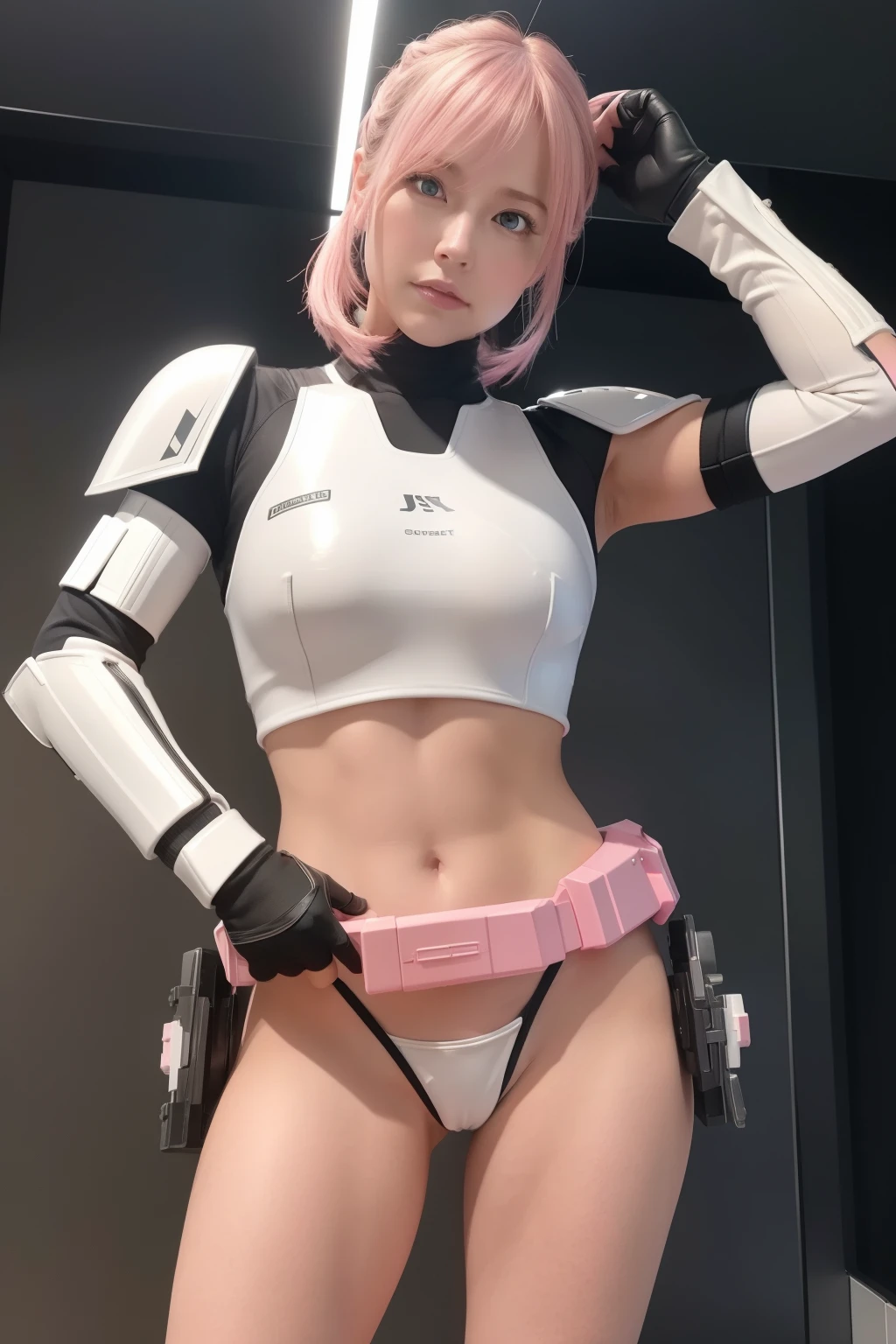 (8k, best quality, masterpiece:1.2), (realistic, photo-realistic:1.37), ultra-detailed, 1 female character, clone trooper, unconventional armor, pink, solo, battleground, defined muscles, large breasts -s2, realistic chest plate detailing, detailed helmet with mandalorian-inspired crest, weapon in hand, action pose, heterochromia eyes - one blue, one pink, deep focus on the armor, photorealistic, high-level image quality, stunning creation, feminine touch to a traditional trooper design, perfect balance between realism and imagination, best quality, Gigapixel Art
