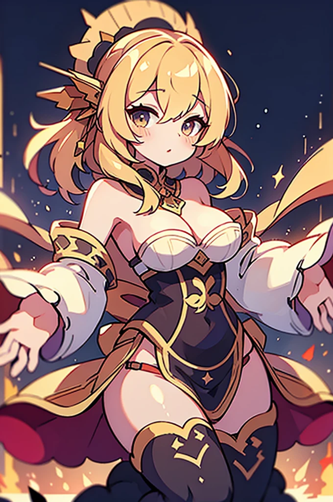 beautiful woman dancing around a bonfire , long blonde hair, stars covering the sky, sharp focus, intricate detail, full body