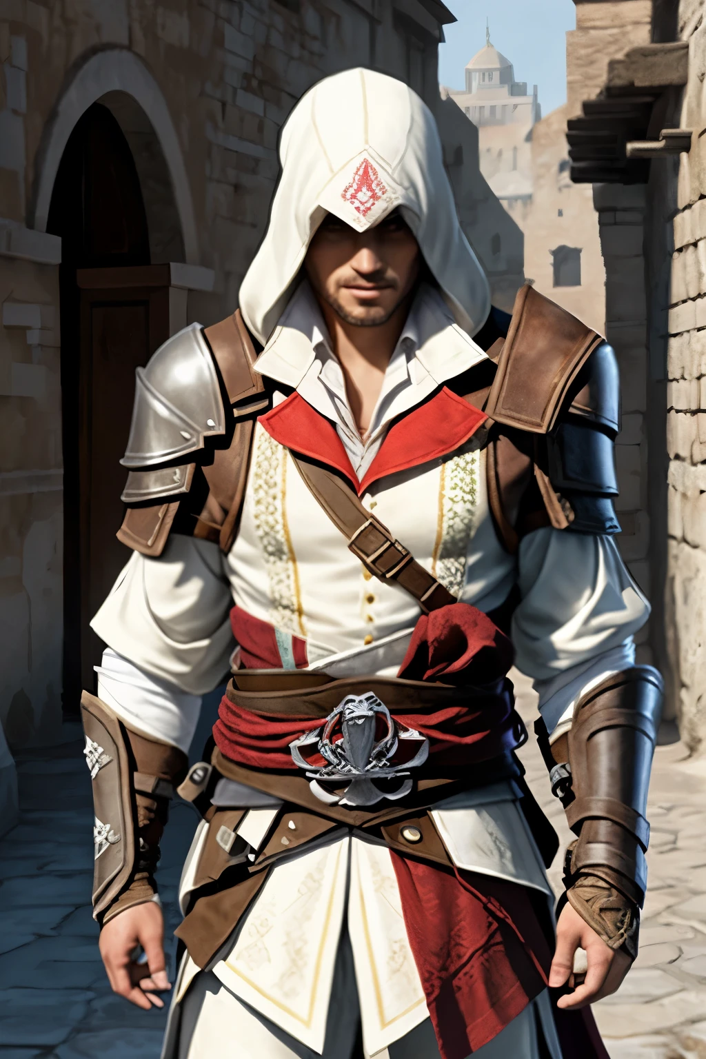Assassin creed Altair white clothes  with shoulder guard 
