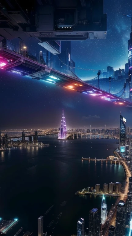 (A city with various skycrapers), ultra beautiful modern metropolis , cyberpunk, vinrant colors, techno fantasy architecture, night sky with stars 4k, uhd, photorealistic:1.4, masterpiece , futuristic buildings
