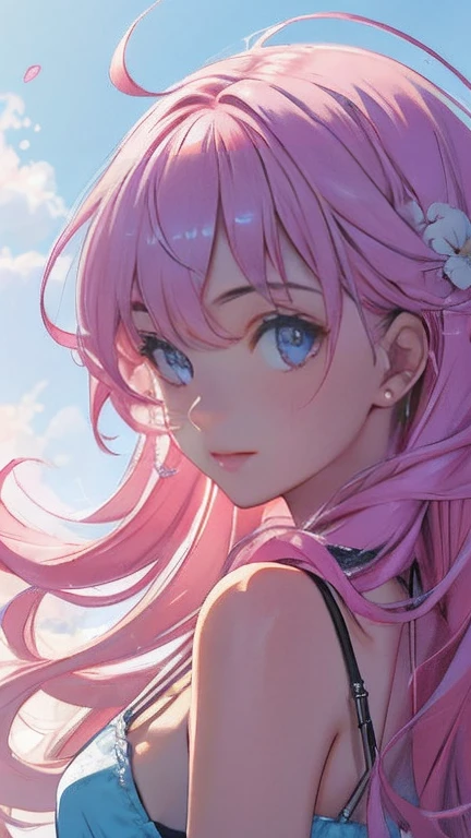 Nice ,cabelo escuro,pink lips,Vestindo uma camisa preta,Paleta pastel estilo Aurora Punk,an anime illustration of her face,gifs animados,hand drawn animation,Captivating sketches,Suave e brilhante,romantismo nebuloso,estilo superplano,Fundo branco - ar 1:1 - New expression of 5 styles - 50,decote,(seios grandes,The straps slip)