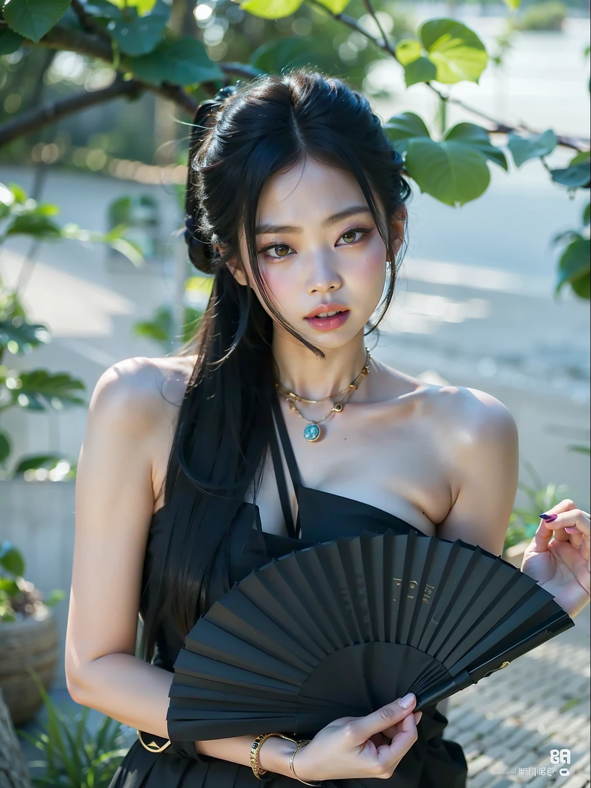 there is a woman in a black dress posing for a picture,  coreana, linda mulher coreana jovem, cruel korean goth girl, Mulher sul-coreana bonita, Asian girl, Jennie Blackpink, mulher coreana jovem bonita, Ulzzang, Heonhwa Choe, Mulher coreana, She's wearing a black blouse, she is wearing a black dress, jossi do blackpink