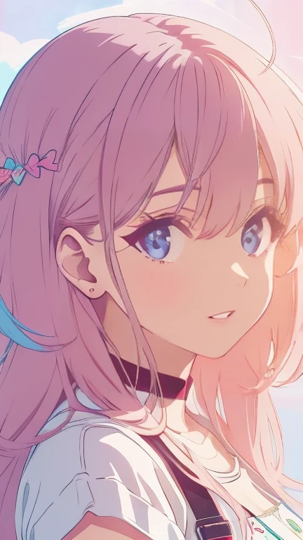 Nice ，cabelo escuro，pink lips，Vestindo uma camisa preta，Paleta pastel estilo Aurora Punk，an anime illustration of her face，gifs animados，hand drawn animation，Captivating sketches，Suave e brilhante，romantismo nebuloso，estilo superplano,Fundo branco - ar 1:1 - New expression of 5 styles - 50，decote，(seios grandes，The straps slip)