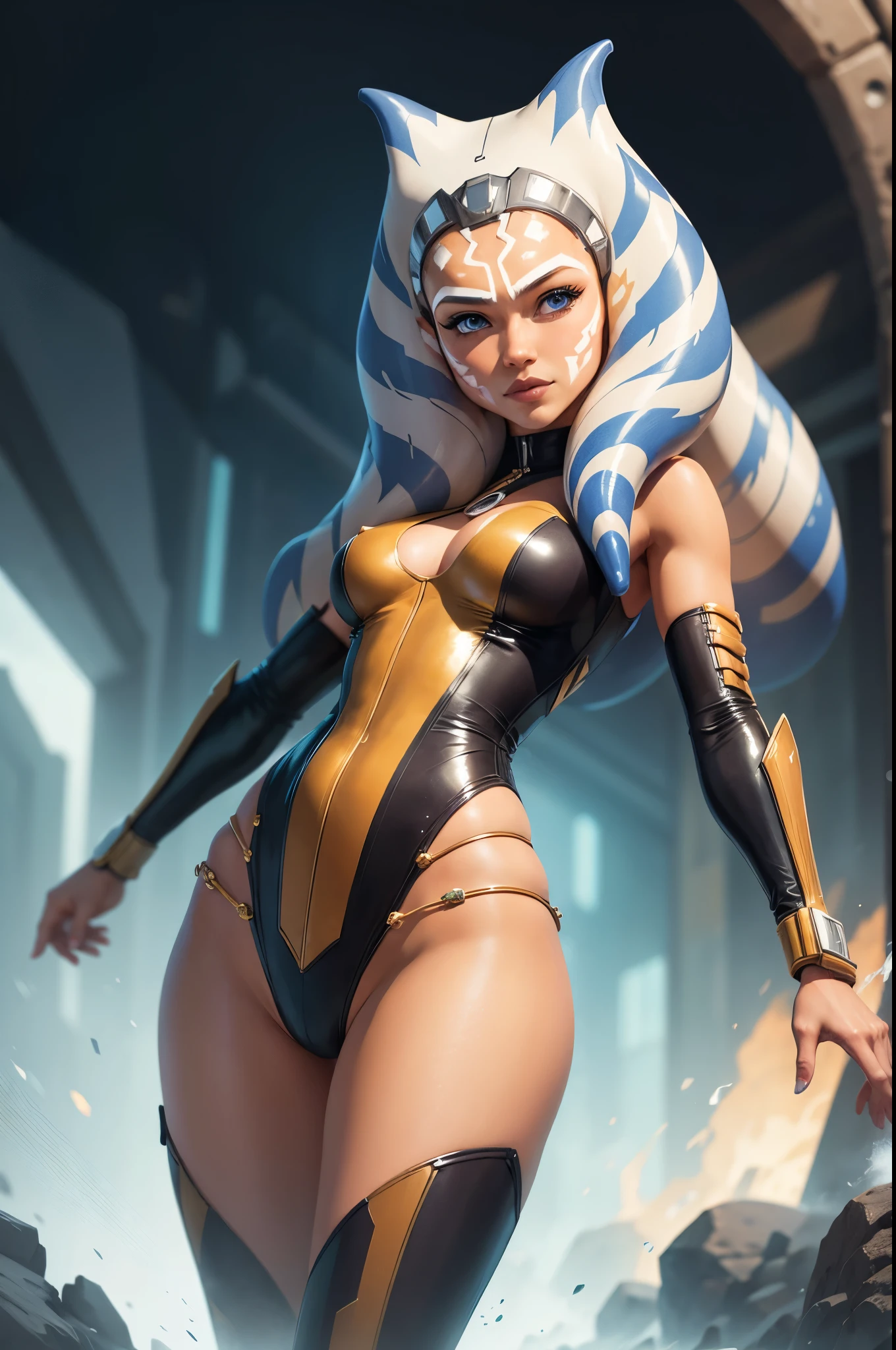 a close up of a cartoon of a woman in a star wars costume, ahsoka tano, portrait of ahsoka tano, lois van baarle and rossdraws, lois van rossdraws, :: rossdraws, by Artgerm, inspired by rossdraws, rossdraws cartoon vibrant, by rossdraws, by rossdraws