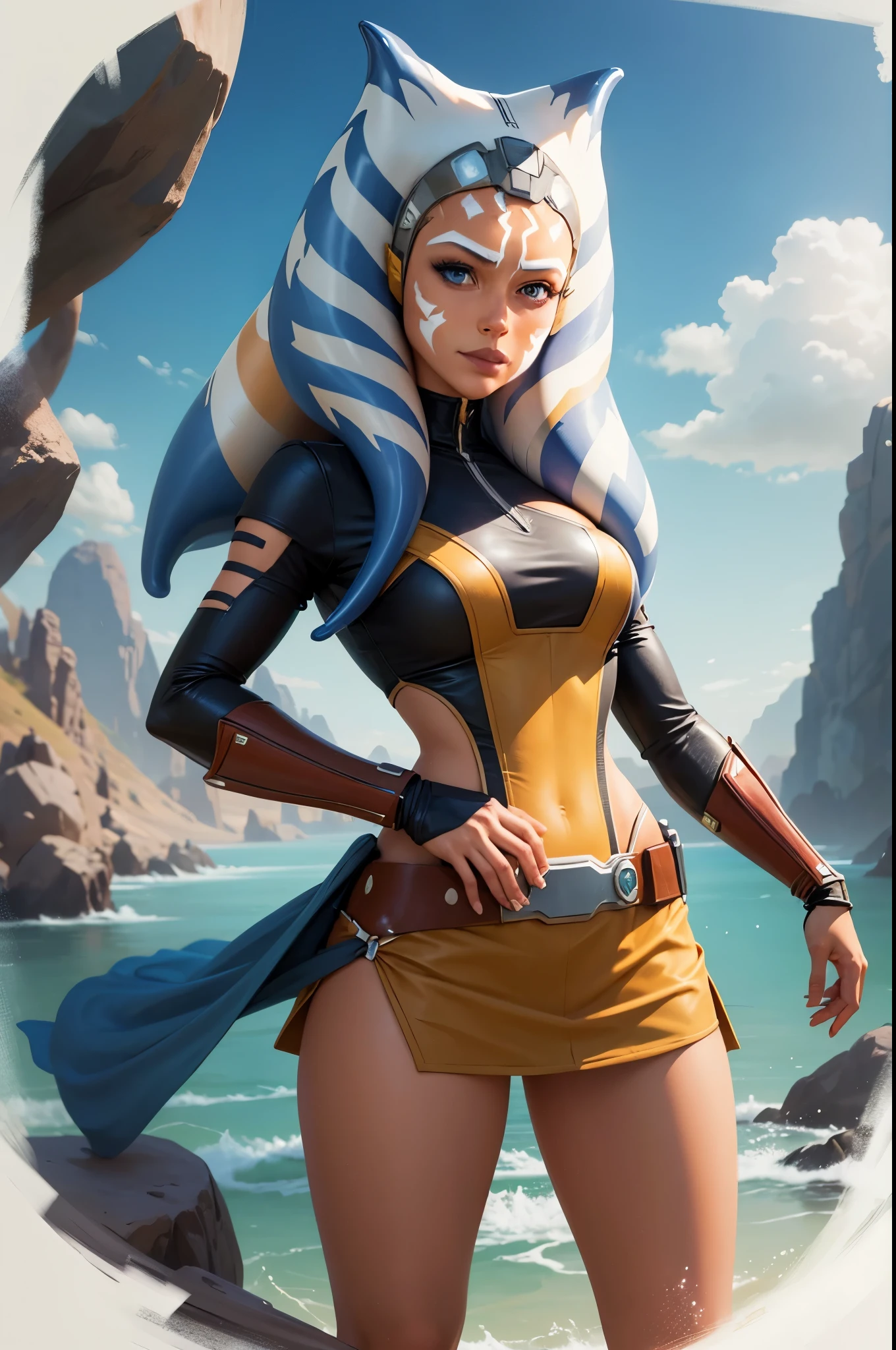 a close up of a cartoon of a woman in a star wars costume, ahsoka tano, portrait of ahsoka tano, lois van baarle and rossdraws, lois van rossdraws, :: rossdraws, by Artgerm, inspired by rossdraws, rossdraws cartoon vibrant, by rossdraws, by rossdraws