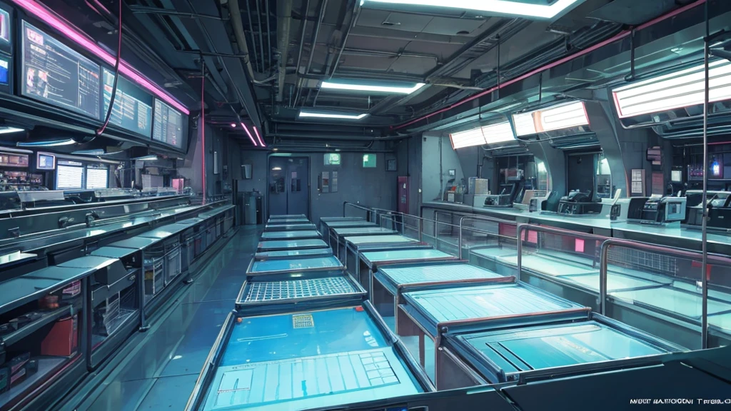 (masterpiece), best quality, utra detailed, anime background, underground facility, modern laboratory, neon
