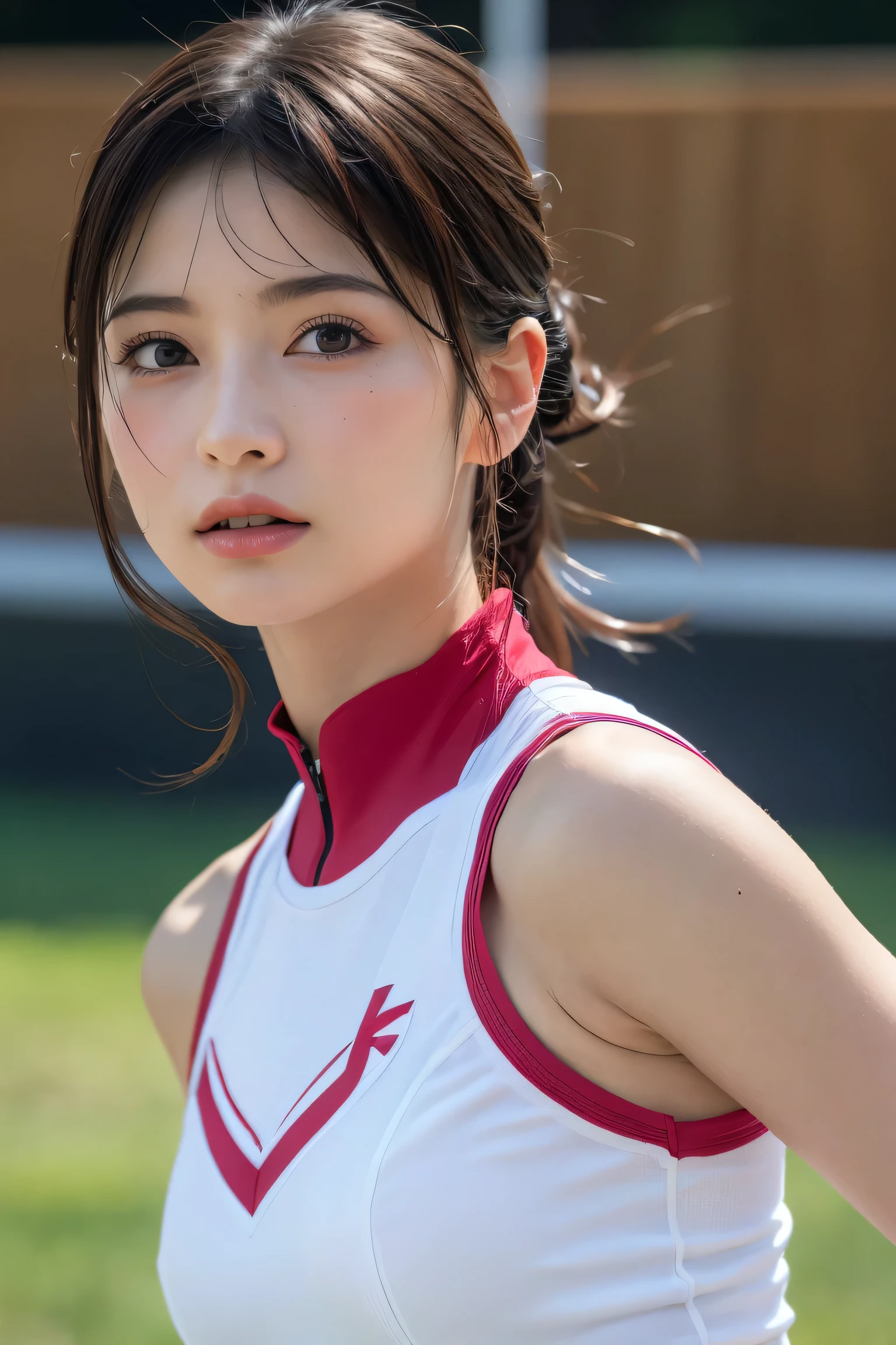 (8k, RAW Photos,highest quality, High resolution:1.1), (Ultra-realistic:1.4),(Realistic, Realistic:1.3),The Beauty of Japan、Rhythmic gymnastics club、Rhythmic Gymnastics Uniform、((Upper Body:1.3))