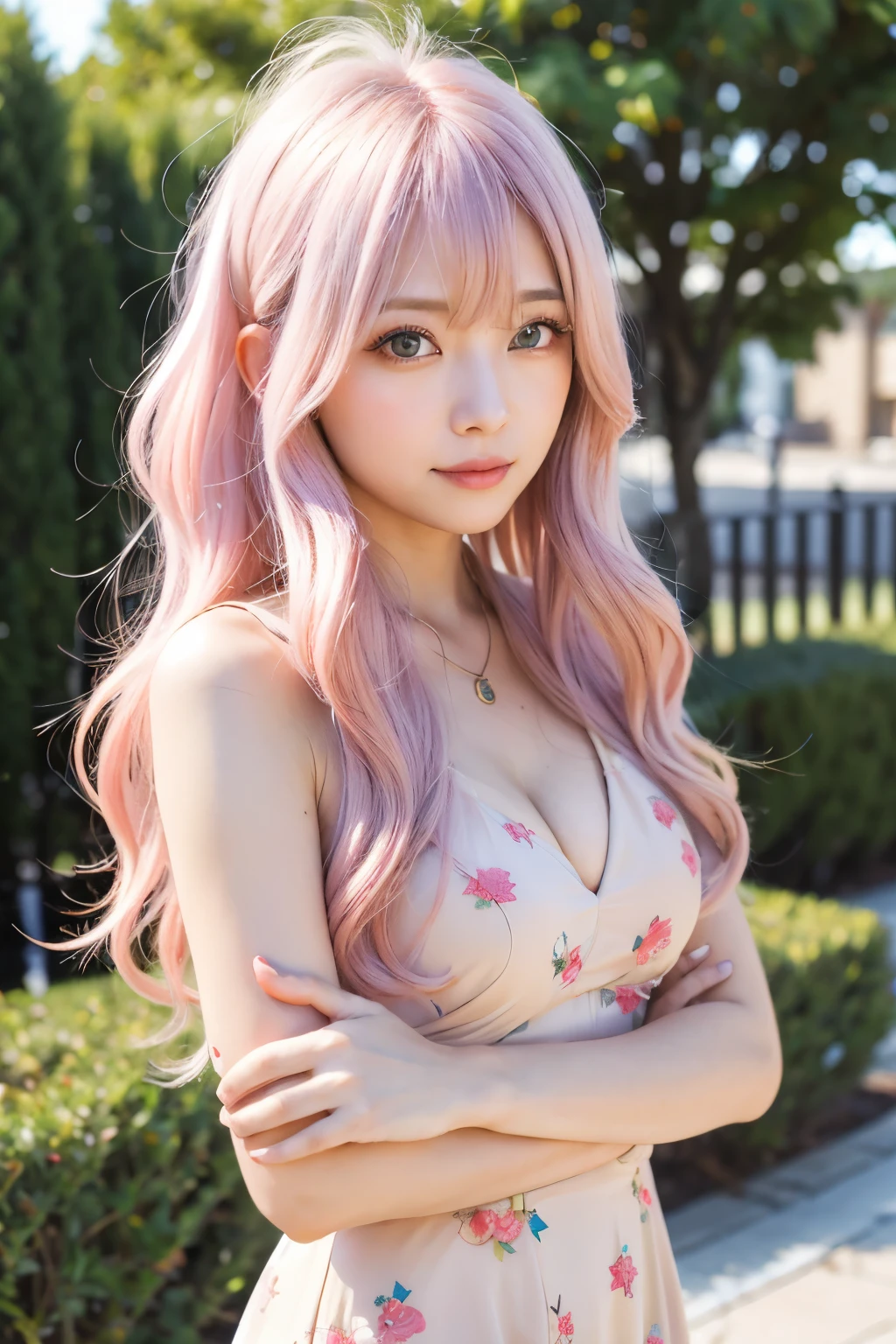 Ai Hoshino, beige pink hair, Blue Hair,Long Hair, favorite , Beautiful, shining eyes, Stars in my eyes, Idol, ２By people, 2 girls, Long pink hair