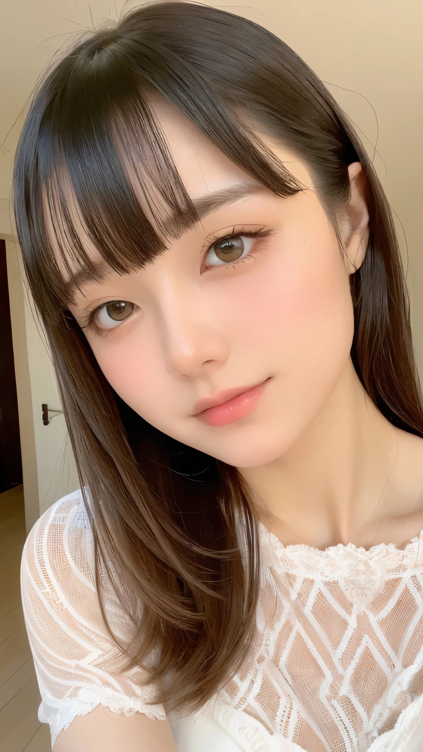 see through,Beautiful and fair、Radiant Skin, 3 Up, Gorgeous, bright, Refreshing and gentle expression, Perfect beautiful face、Beautiful shiny bangs, A very beautiful girl, Eyeliner, Very perfect eyes,Very large breasts,Grooves reveal original skin,Muscular body,Khaki Lace Yoga Wear,