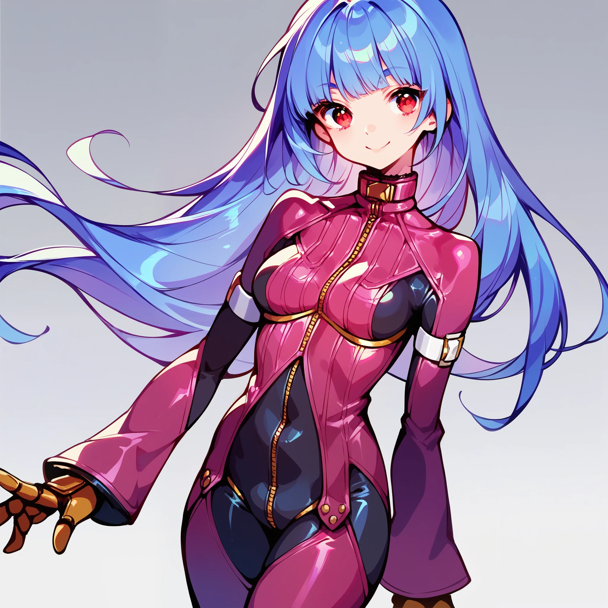 source_anime, (score_9, score_8_up, score_7_up, score_6_up),  1girl, kula, bodysuit, standing, portrait picture, smiling