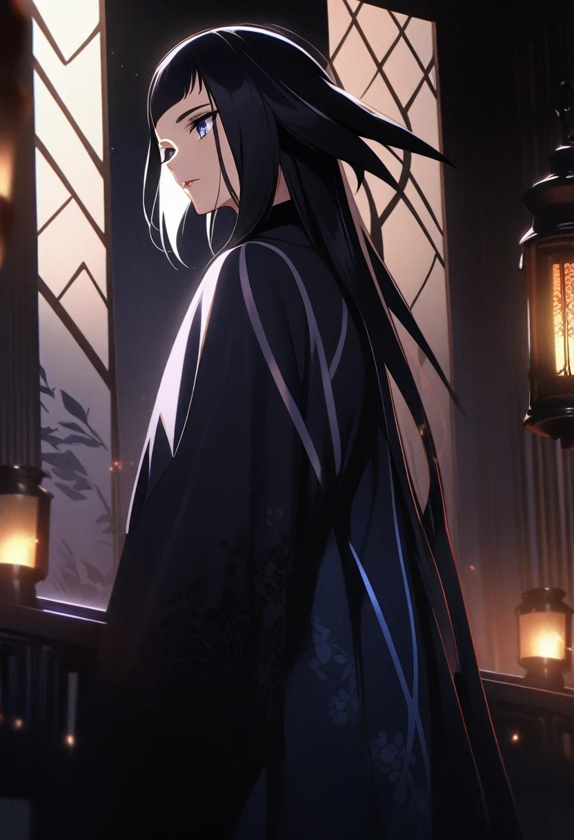 (shylily/(Twich/):1.5),(masterpiece:1.2),(best quality:1.2),(movie lighting),(The original),Cold Light,Moody,(Chinese Fine Brushwork Painting),1 Girl,Solitary,Black robe,plain clothing and decoration,(((Eyes sparkling in the firelight))),((Villain image)),(((Arrogant expression)))