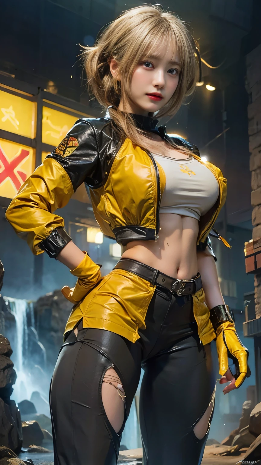 Only one woman with long straight light blonde hair. Bright and expressive blue eyes. She opted for black leggings, a hoodie and a scarf. She was wearing hiking boots, big hip, long legs. Busty. Beautiful woman. Voluptuous girl, ultimately realistic textures, ultimately intricate details, (photorealistic:1.37)