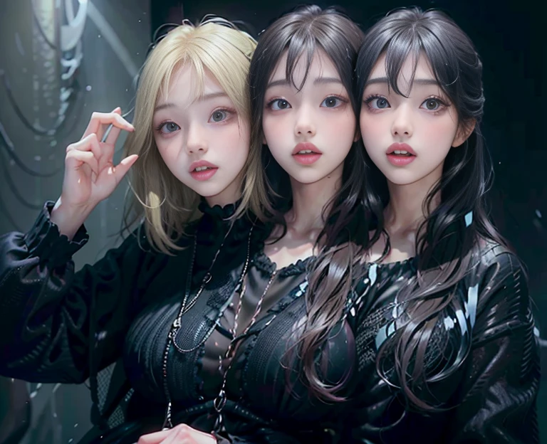 besresolution, (3heads:1.2), three asian women with long hair posing for a picture, blackpink, ulzzang, portrait of jossi of blackpink, the hime cut, perfume, lalisa manobal, portrait of kpop idol, portrait of female korean idol, black hime cut hair, jaeyeon nam, lalisa manoban of blackpink, 3 sisters look into the mirror, shikamimi