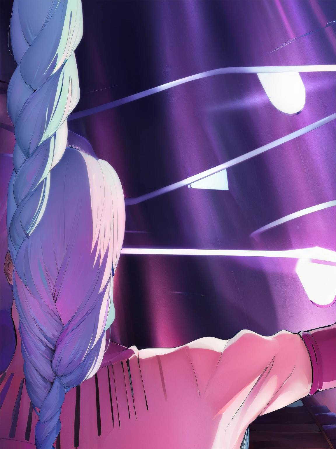 masterpiece, best quality, highres, aaichika, tiara, bridal veil, necklace, cleavage, wedding dress, strapless dress, white dress, white gloves, elbow gloves, garden on background, smile, open mouth, tears, upper body, confetti, holding bouquet, bouquet,mei mei, long hair, very long hair, braid, (hair over one eye:1.5), braided ponytail, one eye covered, braided bangs, (purple eyes:1.1), Purple lipstick on the lips