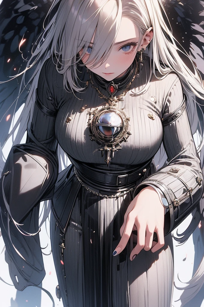 ((masterpiece, highest quality)),Ultra-high resolution, (realism: 1.4),Best illustrations,Line art,Very condensed adult female,Wild adult woman fighting enemies,Delicate and beautiful features,Long, narrow eyes,Sharp face,A garment with extremely detailed wrinkles,A firm expression,Clear face,Silver Hair,Wolf ears,Fantasy,The background is a full moon and wilderness,wide aperture,Unreal 5,Scattered beneath the surface,Anatomically correct,Low angle full body shot