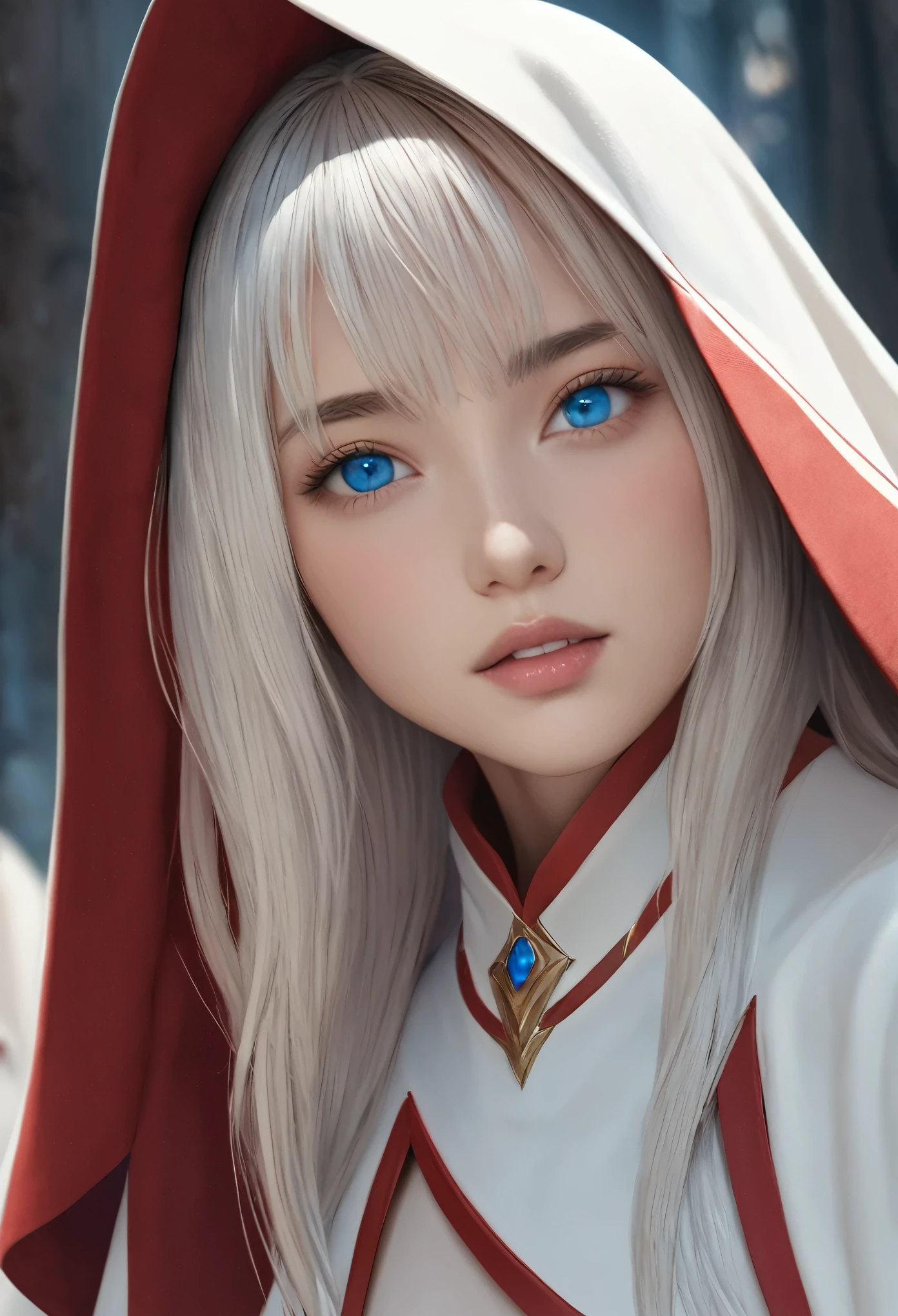 (best quality,4k,8k,highres,masterpiece:1.2), ultra-detailed, (realistic,photorealistic,photo-realistic:1.37),((Highly detailed CG Unity 8k wallpaper)), masterpiece, Super detailed, floating, High resolution, Sexually suggestive, (small, Extremely long white hair, Princess, White Mage, blue eyes, (It has long, wide sleeves and intricate embroidery. A gorgeous layered long dress in white and red with a sheer look), Bridal Veil, Circlet, Bridal Gauntlet, Blushing, shy, arched back, Frilled petticoat, Glamorous corset,