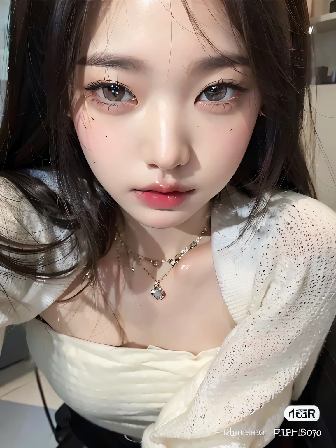 Best quality, masterpiece, ultra high res, (photorealistic:1.4), raw photo, 1girl, inside cafe, looking at viewer, long hair, pale skin, half body