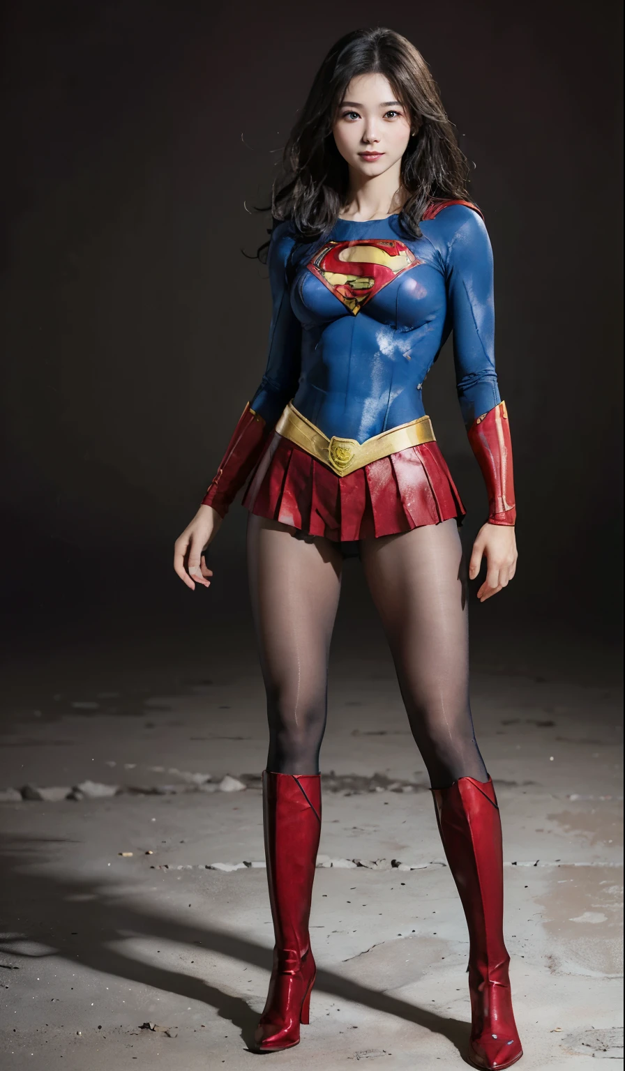 No background、(((Beautiful legs in black tights.)))、(((Legally express the beauty of your smile)))、((((Make the most of your original images)))、(((Supergirl Costume)))、(((Beautiful Hair)))、(((suffering)))、(((Please wear black tights....、Wear red boots)))、((Best image quality、8k))、((highest quality、8k、masterpiece:1.3))、(((Preserve background )))、Sharp focus:1.2、Beautiful woman with perfect figure:1.4、Slim Abs:1.2、Wet body:1.5、Highly detailed face and skin texture、8k