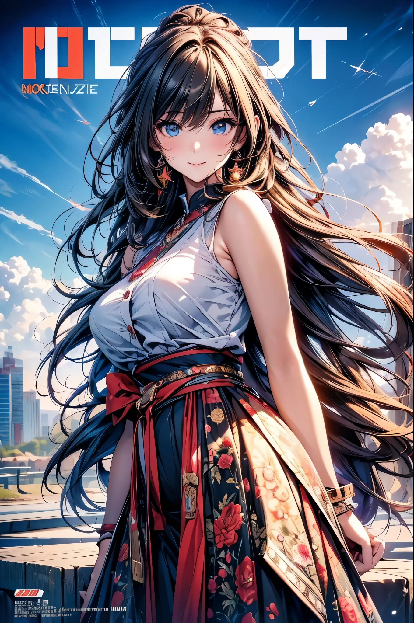 (original photo, best quality), (Practical, photo-Practical:1.3),best quality,Very detailed,masterpiece,Super detailed,illustration,1 Girl,superior_Body,Dynamic Angle,world masterpiece theater,messy_long_hair,best quality,Extremely detailed CG Unity 8K wallpaper,ink,Astonishing,Movie Lighting,lens_Flare, Dunhuang_style, (magazine:1.35) (cover-style:1.3)