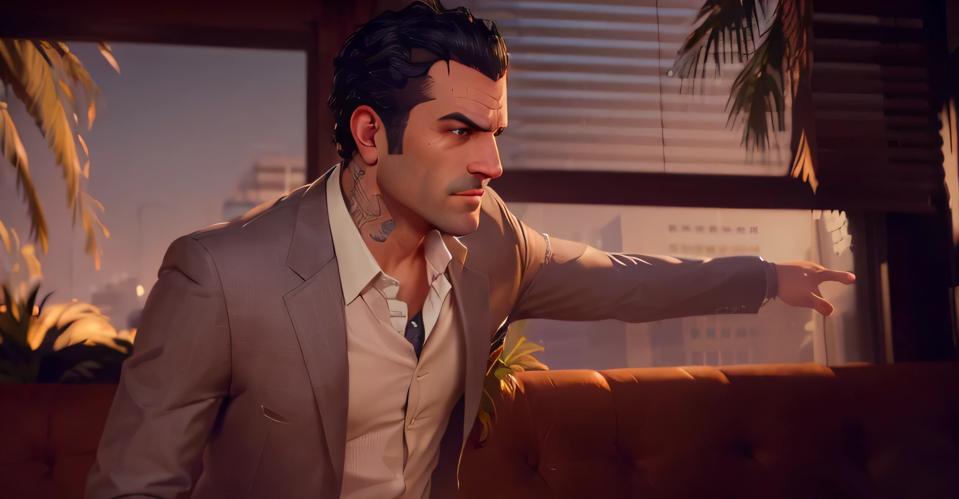 arafed man in a suit pointing at something in a window, detailed cinematic shot, in-game cinematic, cinematic detail, video game screenshot>, photorealistic cinematic, cinematic screenshot gta 5, very detailed cinematic, cinematic close shot, highly detailed cinematic, cinematic detailed, realistic cinematic shot, good cinematic lighting, detailed cinematic render, as a character from gtav