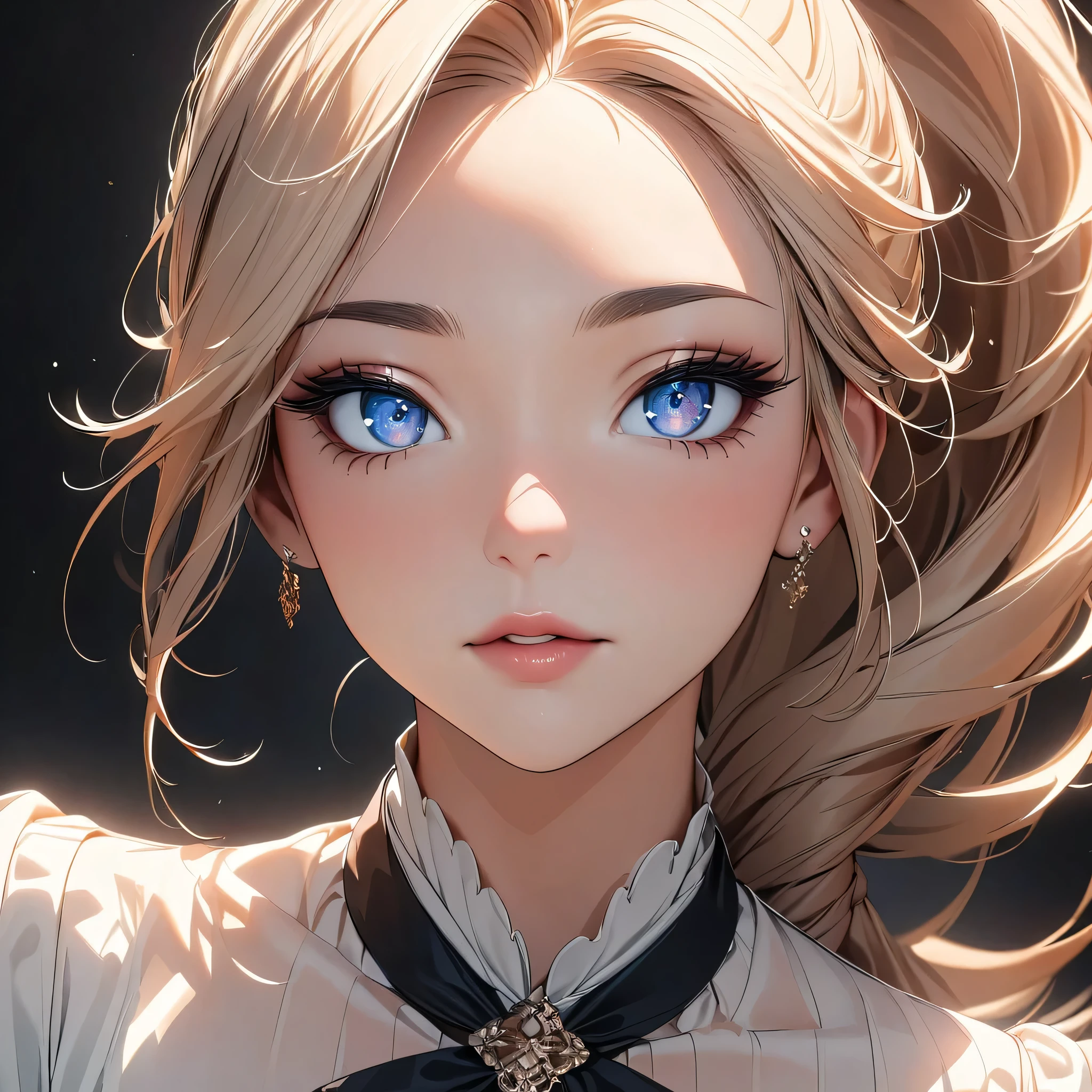a gorgeous woman, beautiful detailed eyes, beautiful detailed lips, extremely detailed eyes and face, long eyelashes, portrait, front view, up forward camera, all hair tied up in a high ponytail, elegant, serene expression, flawless skin, best quality, 8k, highres,