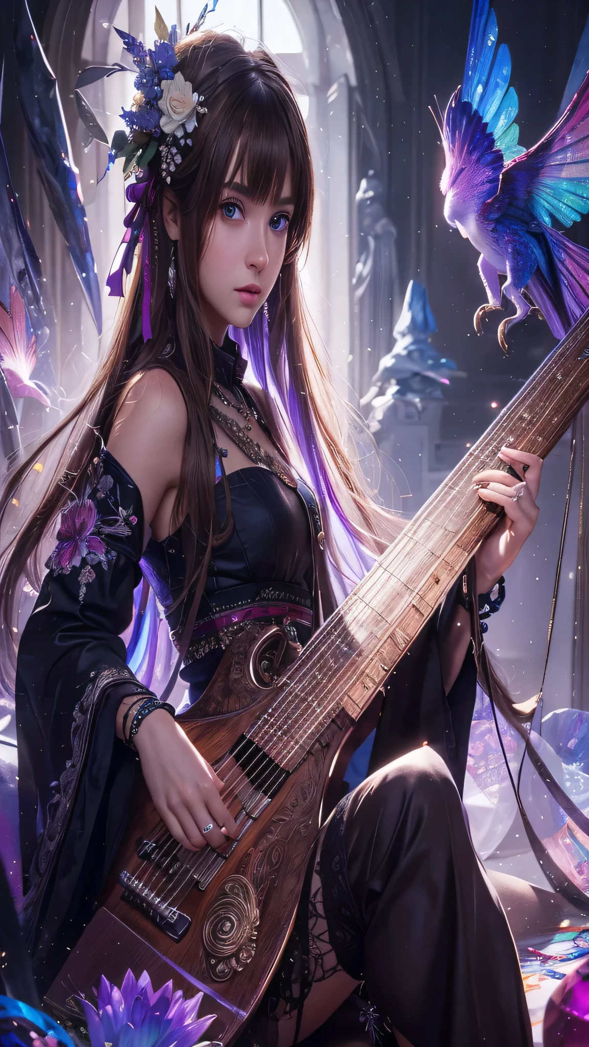 Masterpiece quality, best quality, high_quality, high_resolution, masterpiece*portait, whitespace, colorful, 1girl, solo, brown_hair, prism hair, realistic eyes, realistic eyes, brown eyes, full_body, realistic finger, real texture, real image, serious, masterpiece realistic