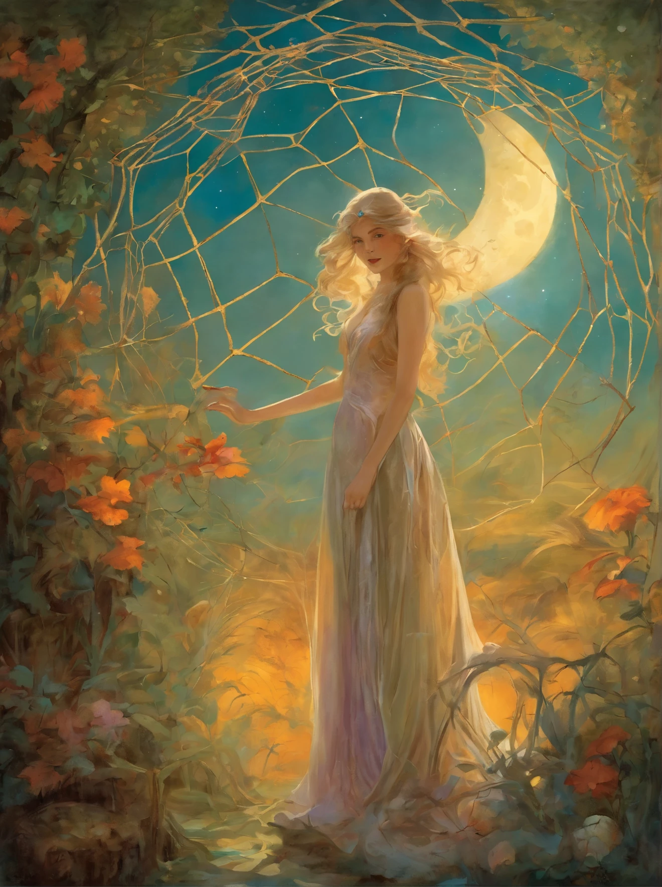 beautiful detailed eyes, beautiful detailed lips, extremely detailed eyes and face, longeyes lashes, 1girl, Kate Mara, sheer colorful gown, no underwear, nervously tip toeing, alien rape tentacle flower garden, full bloom, moonlit night, timid poses, viewed from behind, (best quality,4k,8k,highres,masterpiece:1.2),ultra-detailed,(realistic,photorealistic,photo-realistic:1.37), vivid colors, studio lighting, concept art