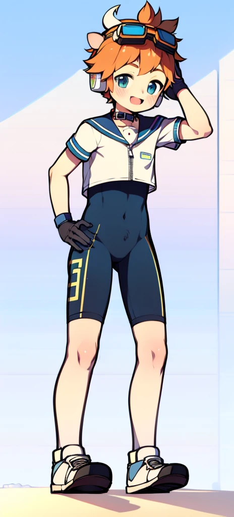 best quality, masterpiece, anime art style, skinny and tall 18 year old boy, freckles, very messy blond hair, big glasses, shy, wearing cycling spandex tights, lifts up tshirt, pubic hair, bulge, sexy, gay, homoerotic, perfection, in a park, no watermark, no logo, no signature
