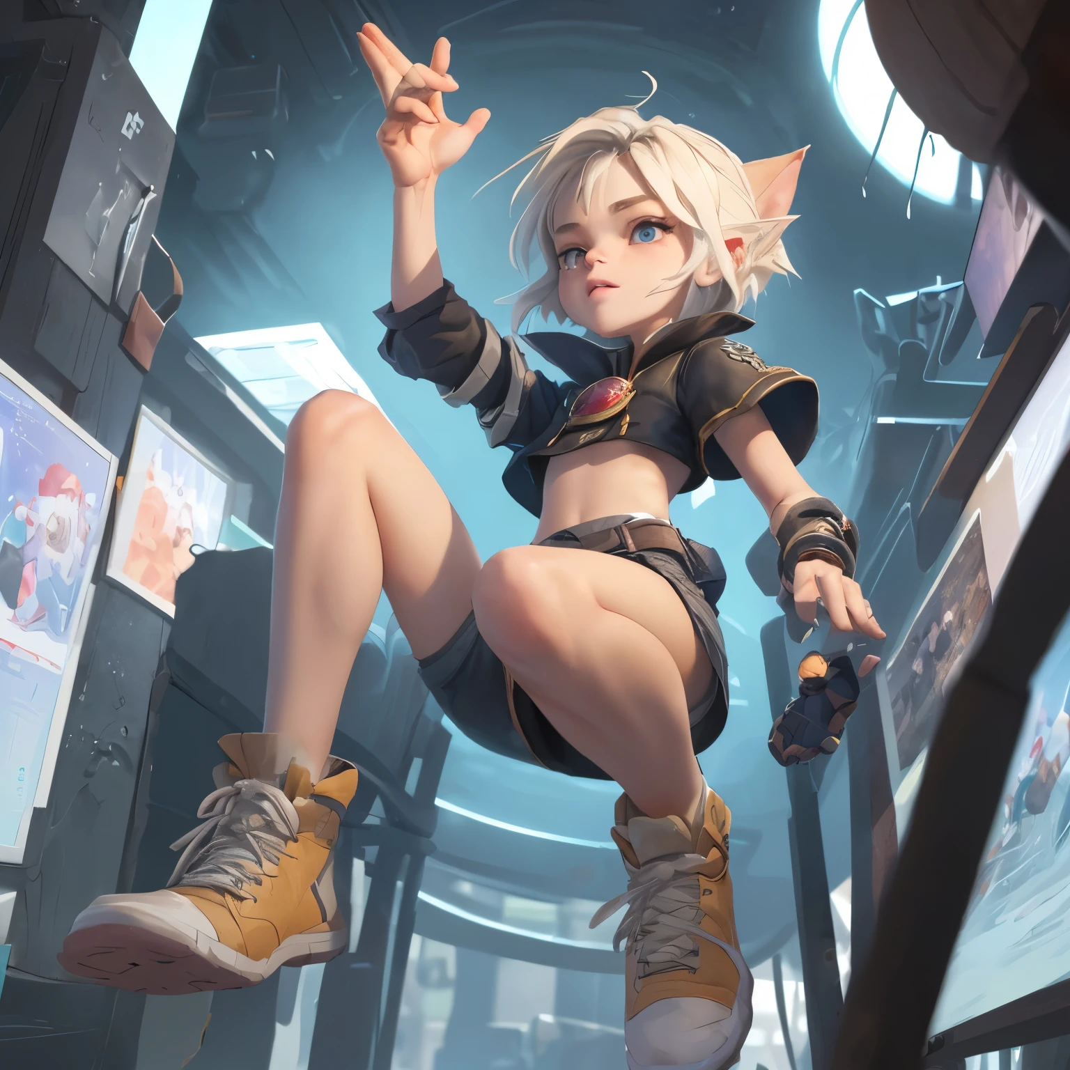 Young human boy and yordle tristana playing,8k, ultra detailed, soft lighting, pmmkr2024, cartoon, best quality,masterpiece,nice art,perfect art,nice detailed art,nice detailed body,nice detailed face,best quality, 8k, best quality, ultra-detailed , 8K, HD,,nice ultra detailed hands,nice ultra detailed fingers,nice ultra detailed legs,score_9,score_8,score_7,score_8_up,score_7_up,score_6_up,
1boy,  commentary, commentary request, full body