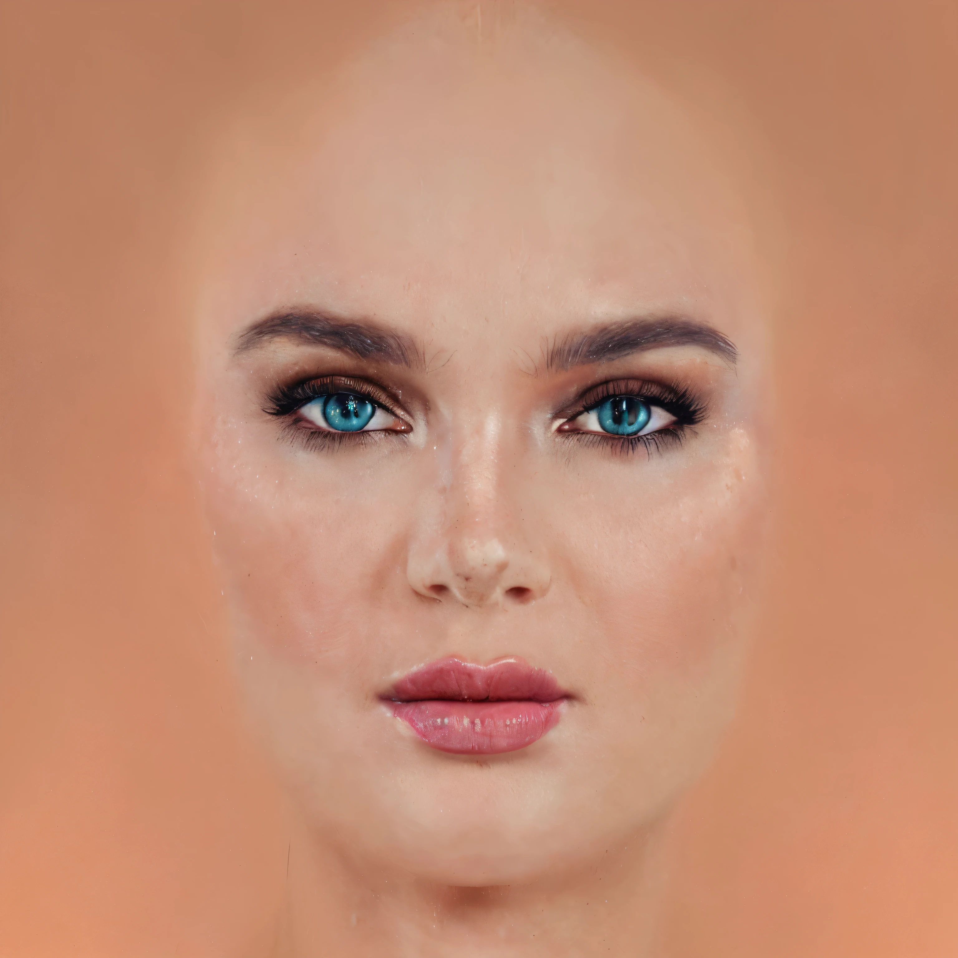 there is a digital painting of a woman with a bald head, symmetrical facial feature, clear symmetrical face, prefect symmetrical face, realistic and defined face, symmetrical vogue face portrait, hyperrealistic face, human face realistic, full face close up portrait, beautiful highly symmetric face, symmetrical face and eyes, detailed and symetric face, realistic detailed face