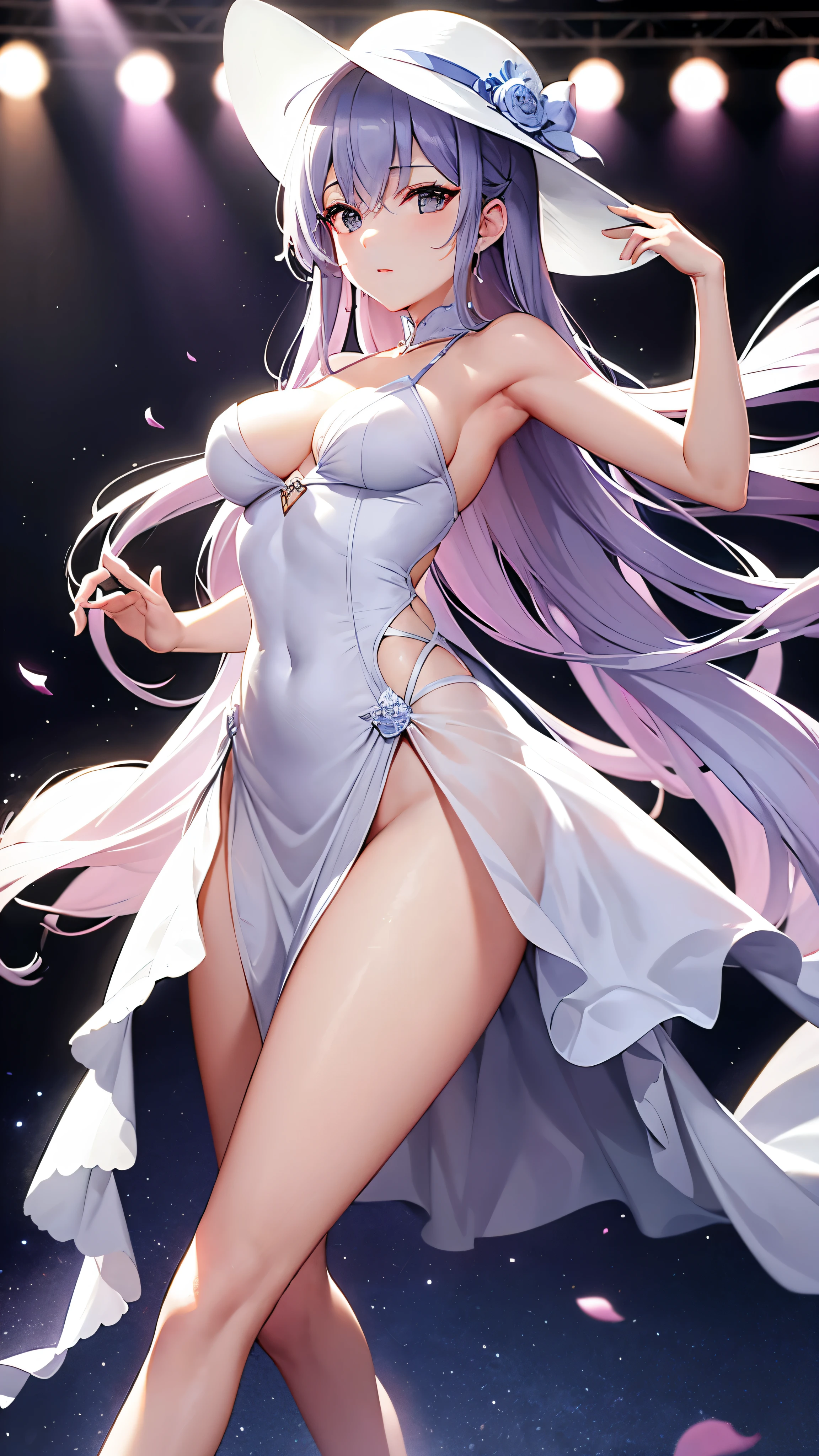 "Her graceful posture,Dress lightly,Exuding charming charm。The audience may think she is wearing clothes,And the subtle gauze hat covers important parts,Make people think everything is normal。However,actually,she's naked,Naked and playing with her abalone freely,completely unconstrained,Like a goddess with infinite power,Behind everything seems normal,Hidden breathtaking。”