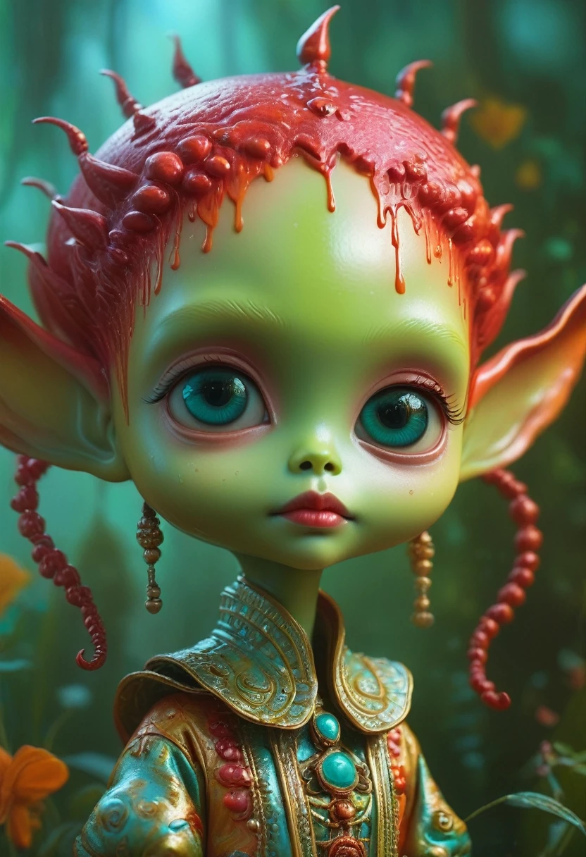olpntng style, ""Ultra realistic photo, the Beautiful little creature alien by mark ryden and Daiyou-Uonome, Nicoletta Ceccoli production cinematic character render, Head To Shoulders Portrait, Hyper Detailed, art by james jean and Sachin Teng, cgsociety, beautiful face, intricate"", oil painting, heavy strokes, paint dripping, haze, ultra-detailed, film photography, light leaks, Larry Bud Melman, trending on artstation, sharp focus, studio photo, intricate details, highly detailed, by greg rutkowski