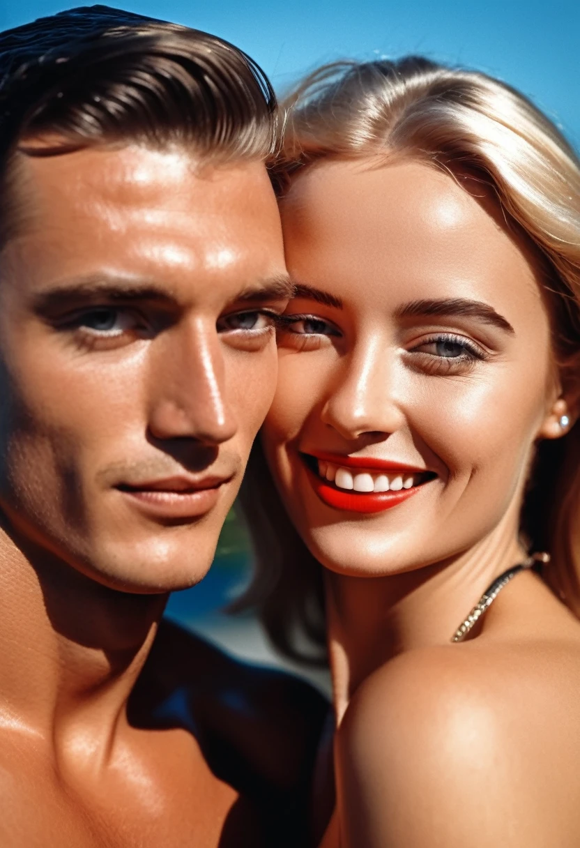 (young couple: 1.2), (deep eye and skin detail: 1.2), smile,
correct body anatomy, (portrait in the style of David Barnett · Helmut Newton · Yuri Arkurs ), HDMI connector, highly professional,
detailed, separate frame, camera, dslr, 8k uhd, Nikon D3X, HTTP, ISO 200, F/2.8,