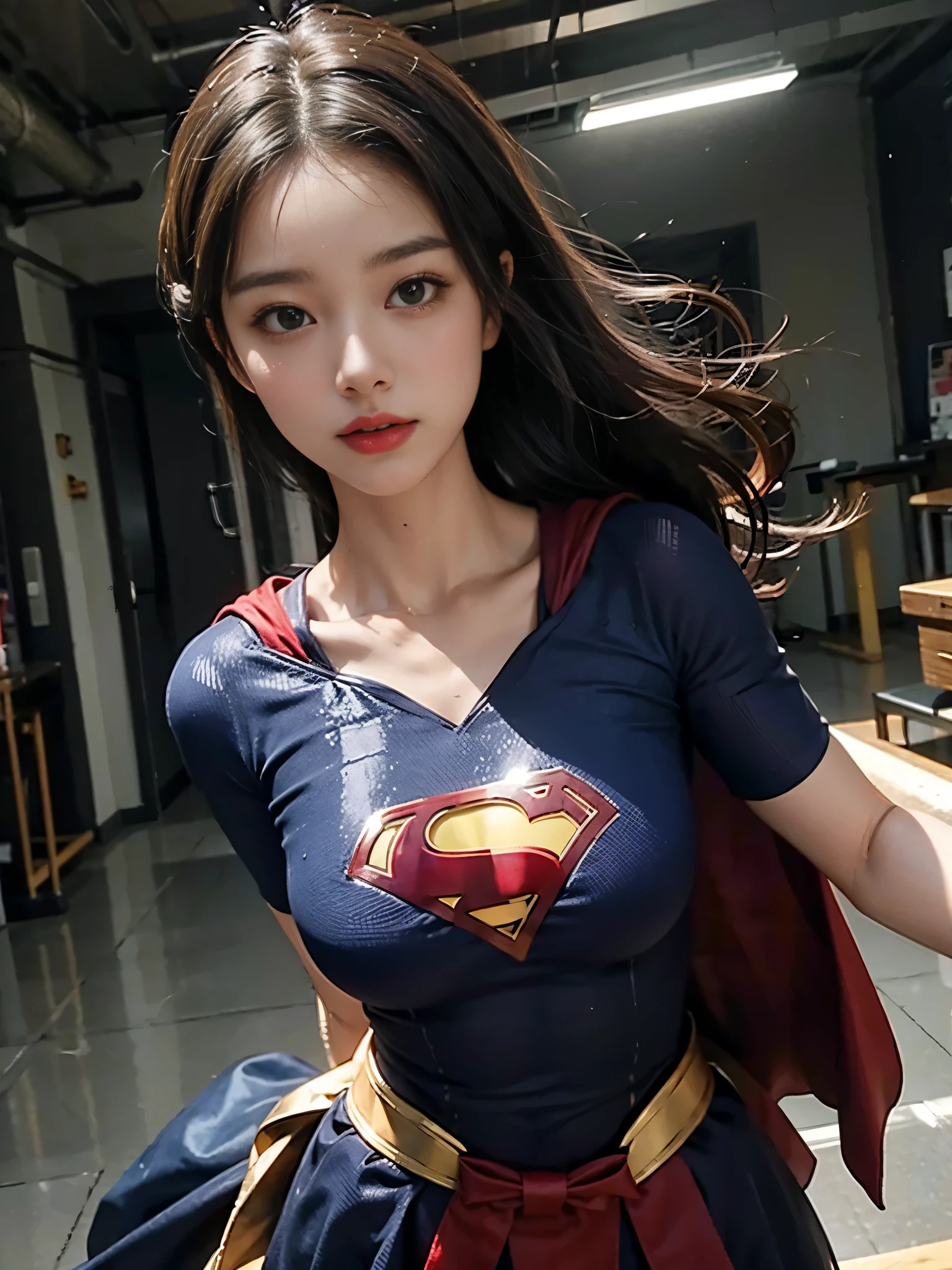 Woman body set big breasts, Supergirl costume dress