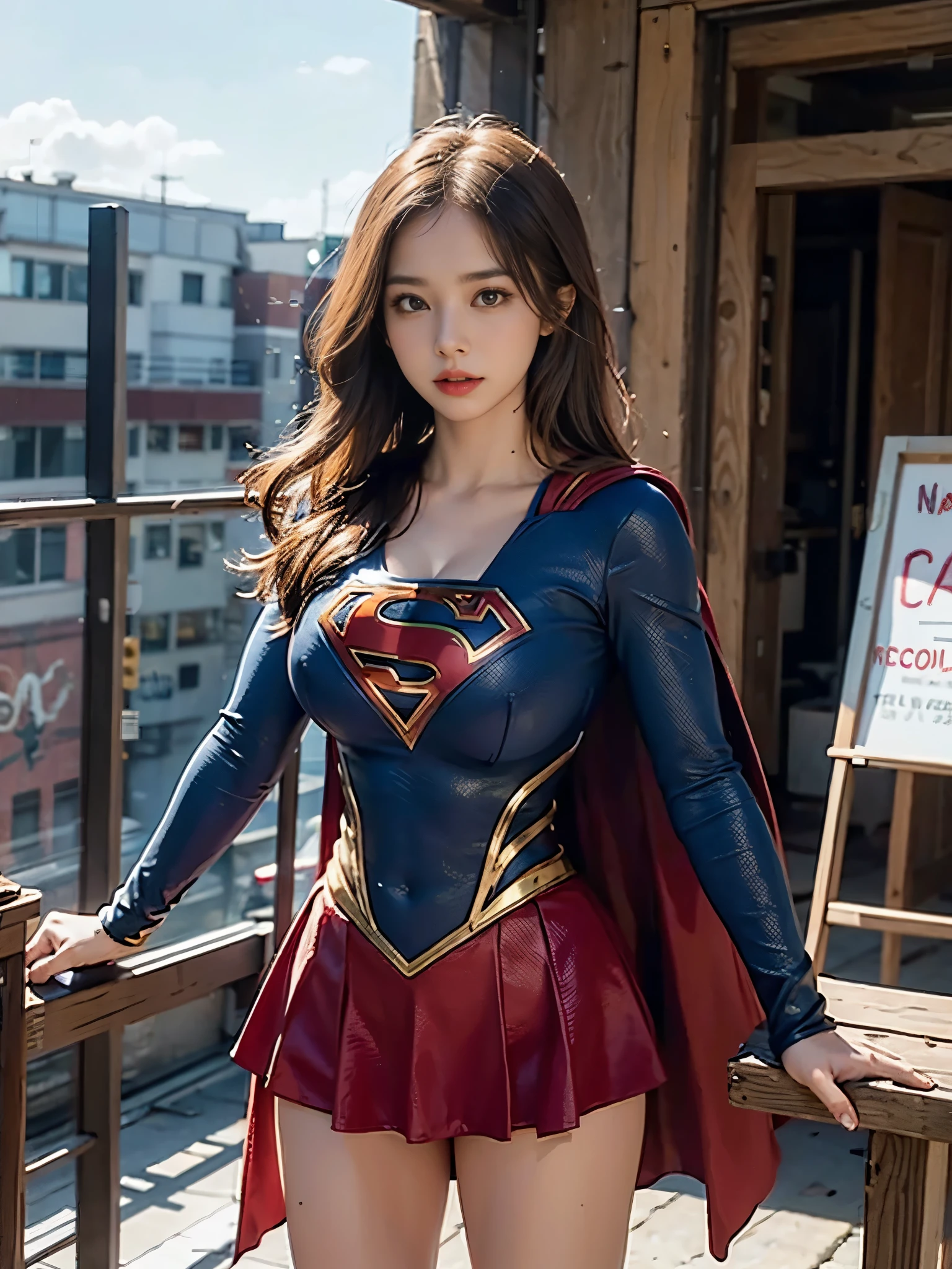Woman body set big breasts, Supergirl costume dress