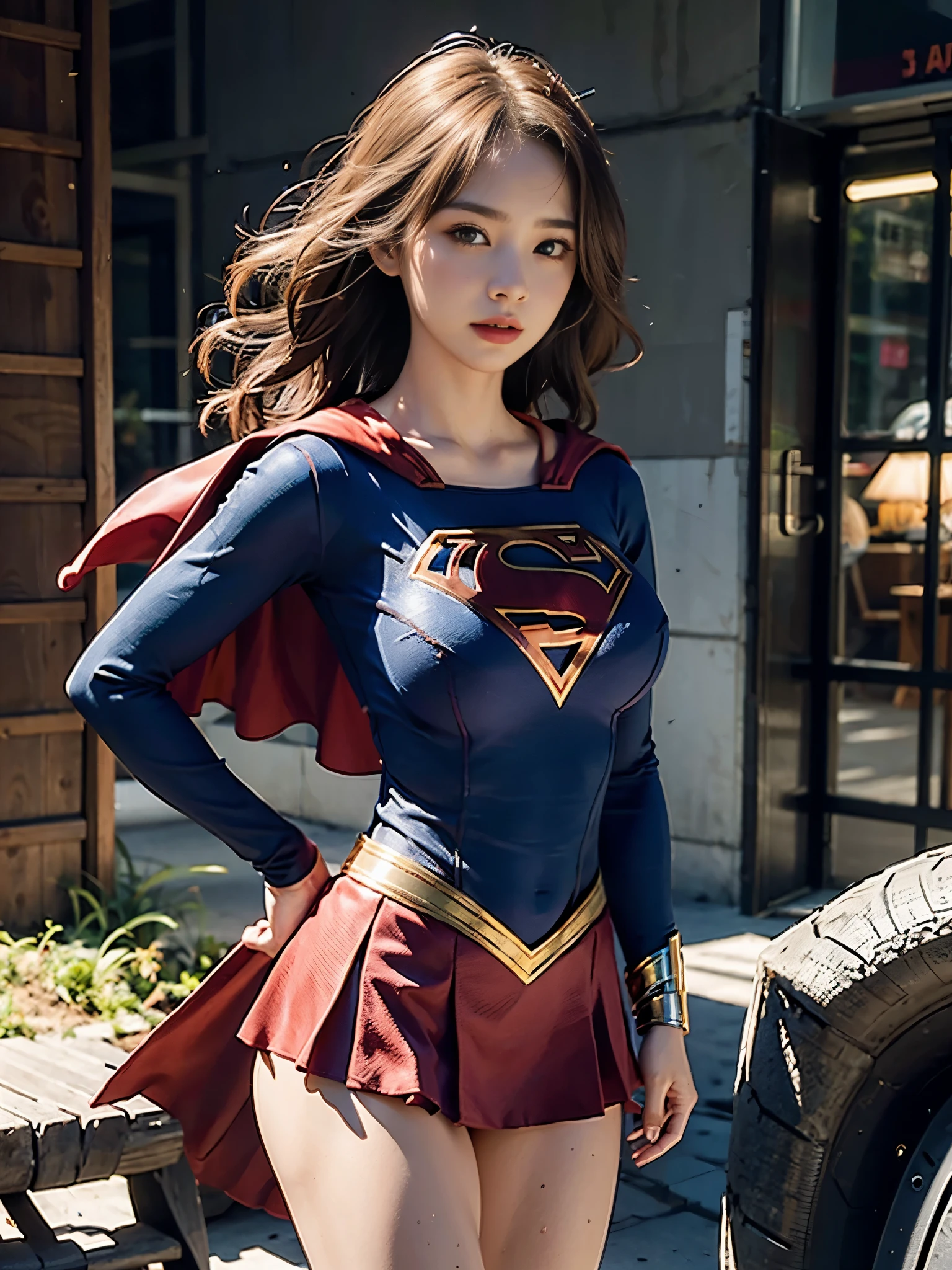 Woman body set big breasts, Supergirl costume dress