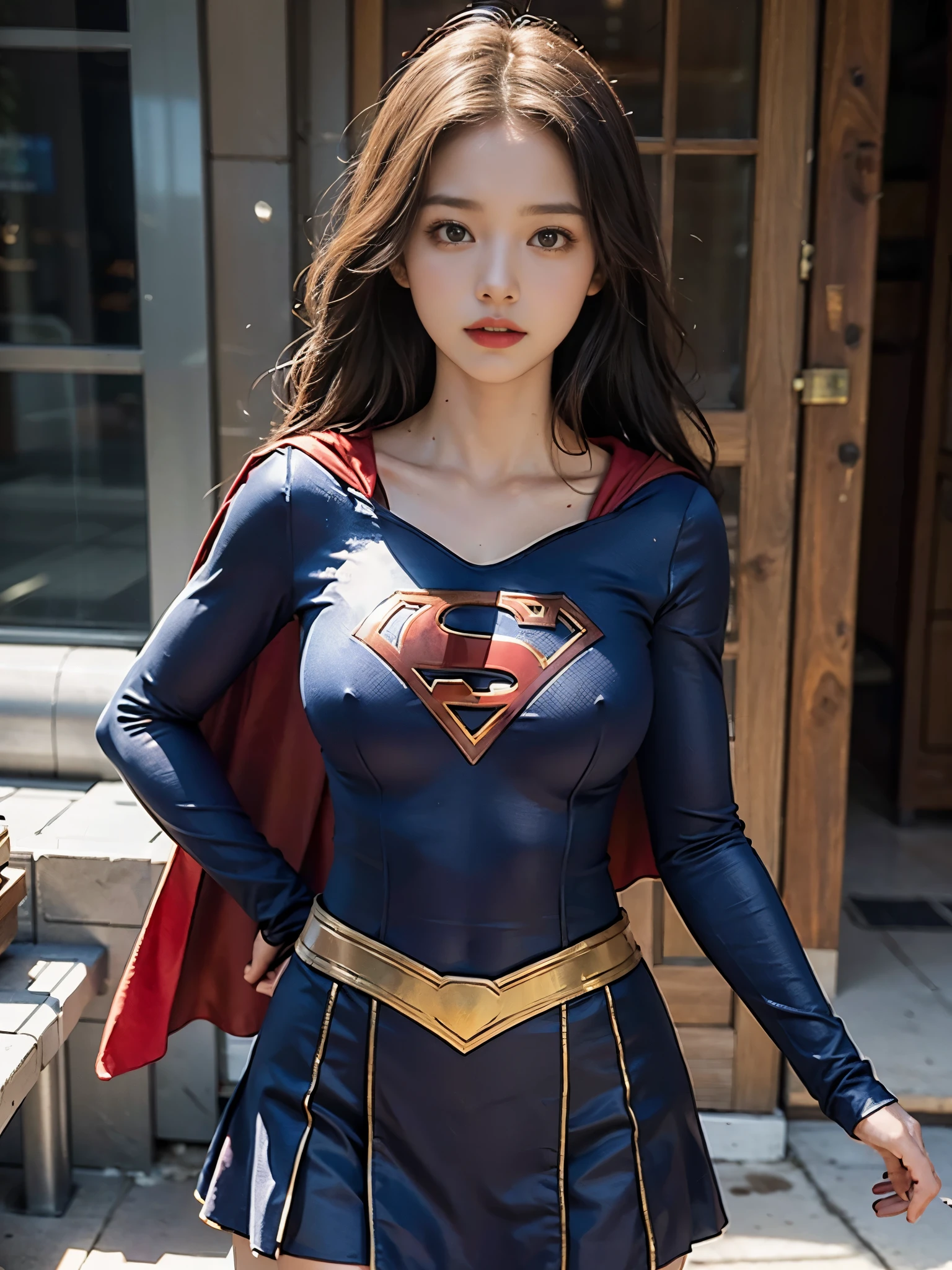 Woman body set big breasts, Supergirl costume dress