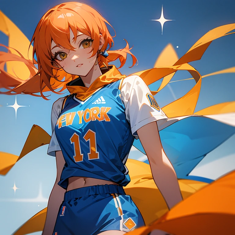 Nami de One pièce en tenue des New York Knicks