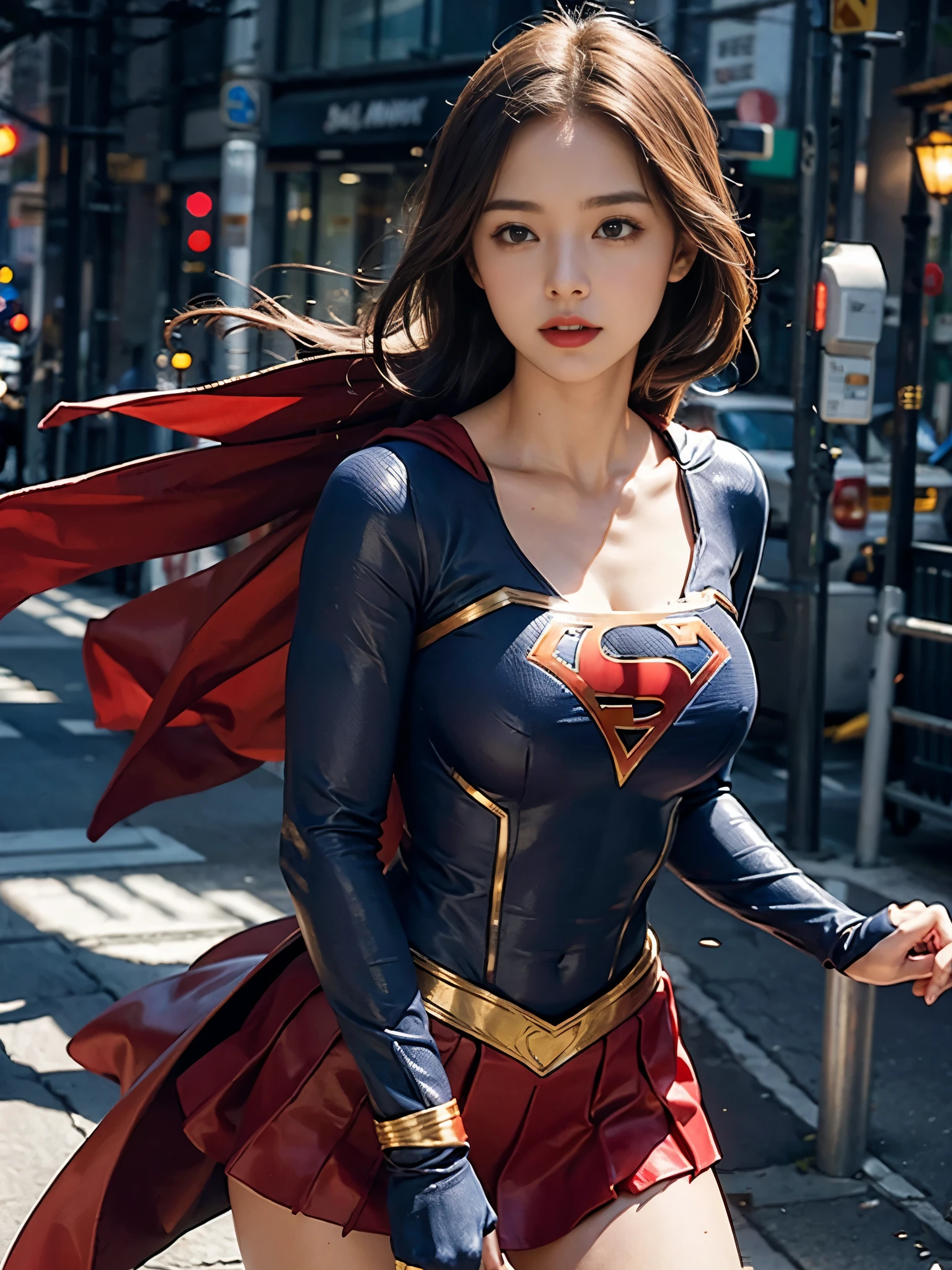 Woman body set big breasts, Supergirl costume dress