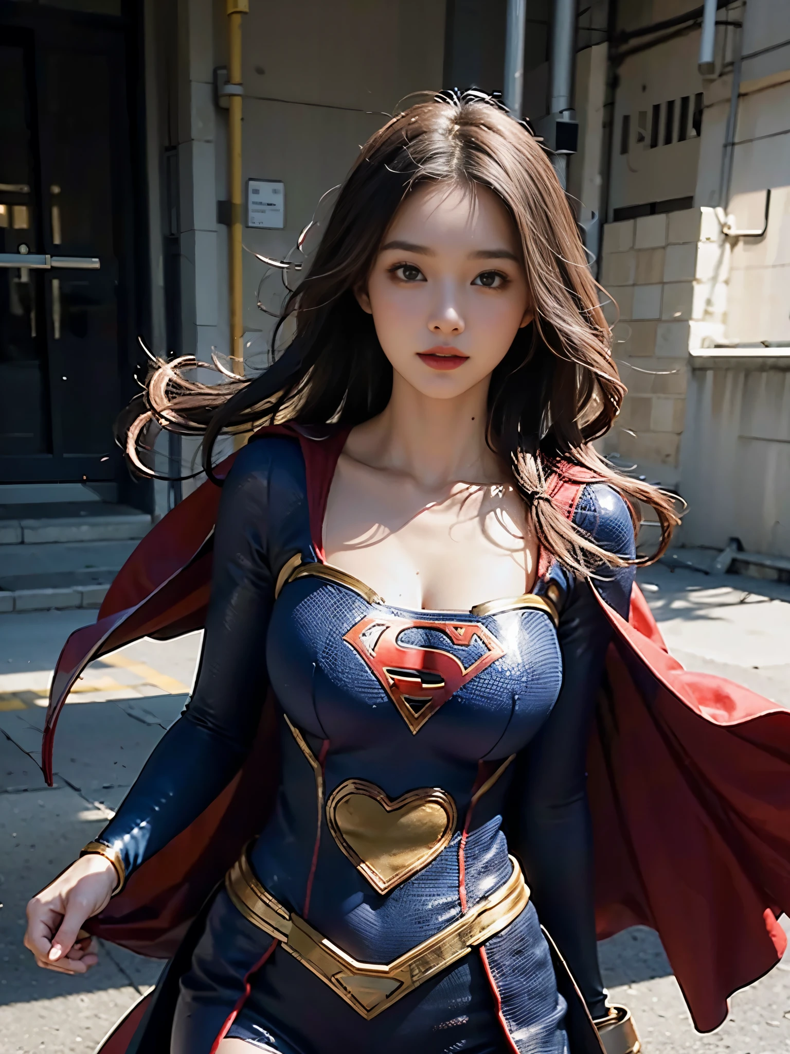 Woman body set big breasts, Supergirl costume dress